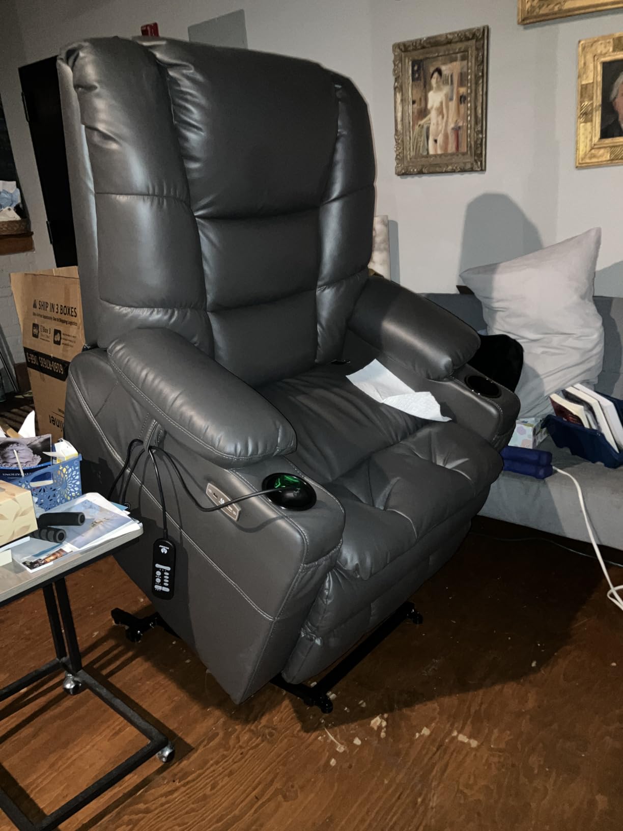 MCombo Large Triple Motor Power Lift Recliner Chair with Massage and Dual Heating, Adjustable Headrest for Tall Elderly People, Faux Leather 7634 customer photo 1