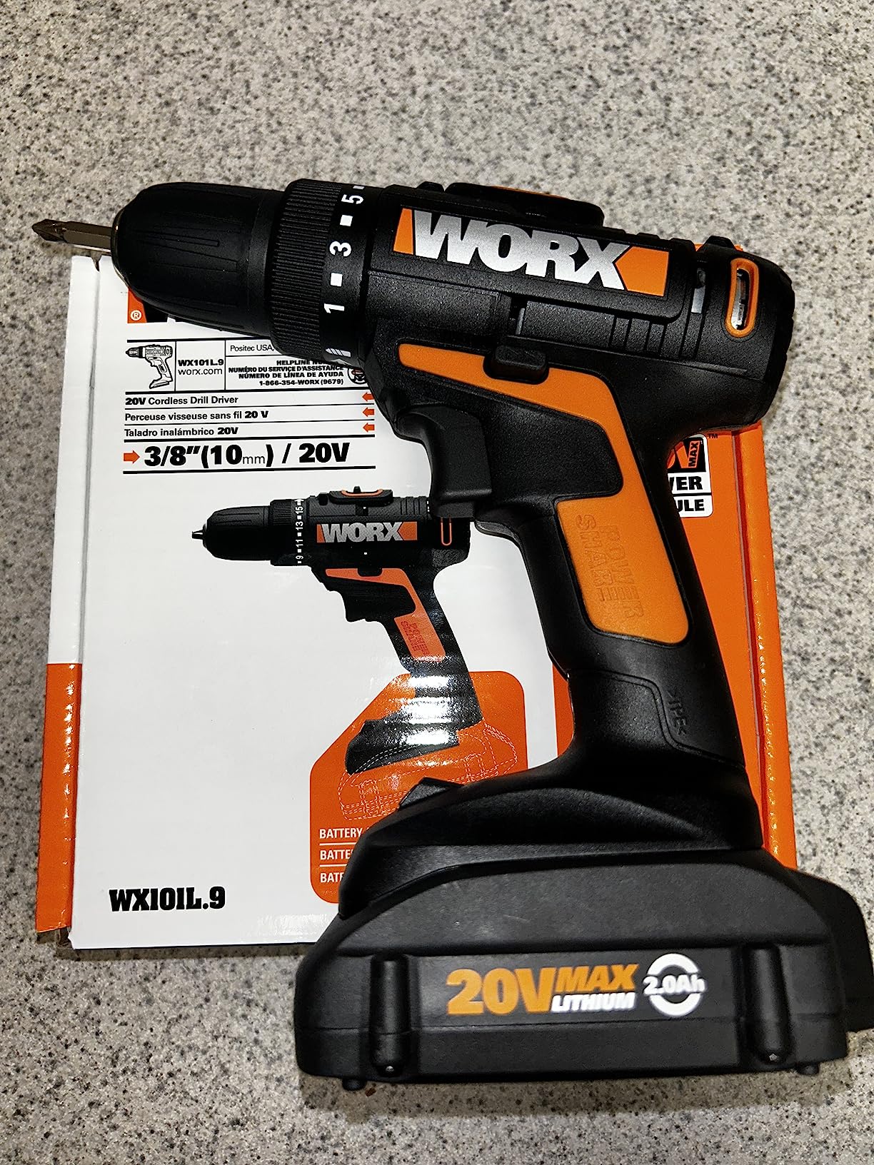 Worx 20V Cordless Drill Driver, 84pc Accessory Kit, Variable 2-Speed, 265 In-Lbs Torque, 20+1 Clutch, Lightweight, Compact, 3/8-Inch Keyless Chuck - Battery & Charger Included customer photo 1