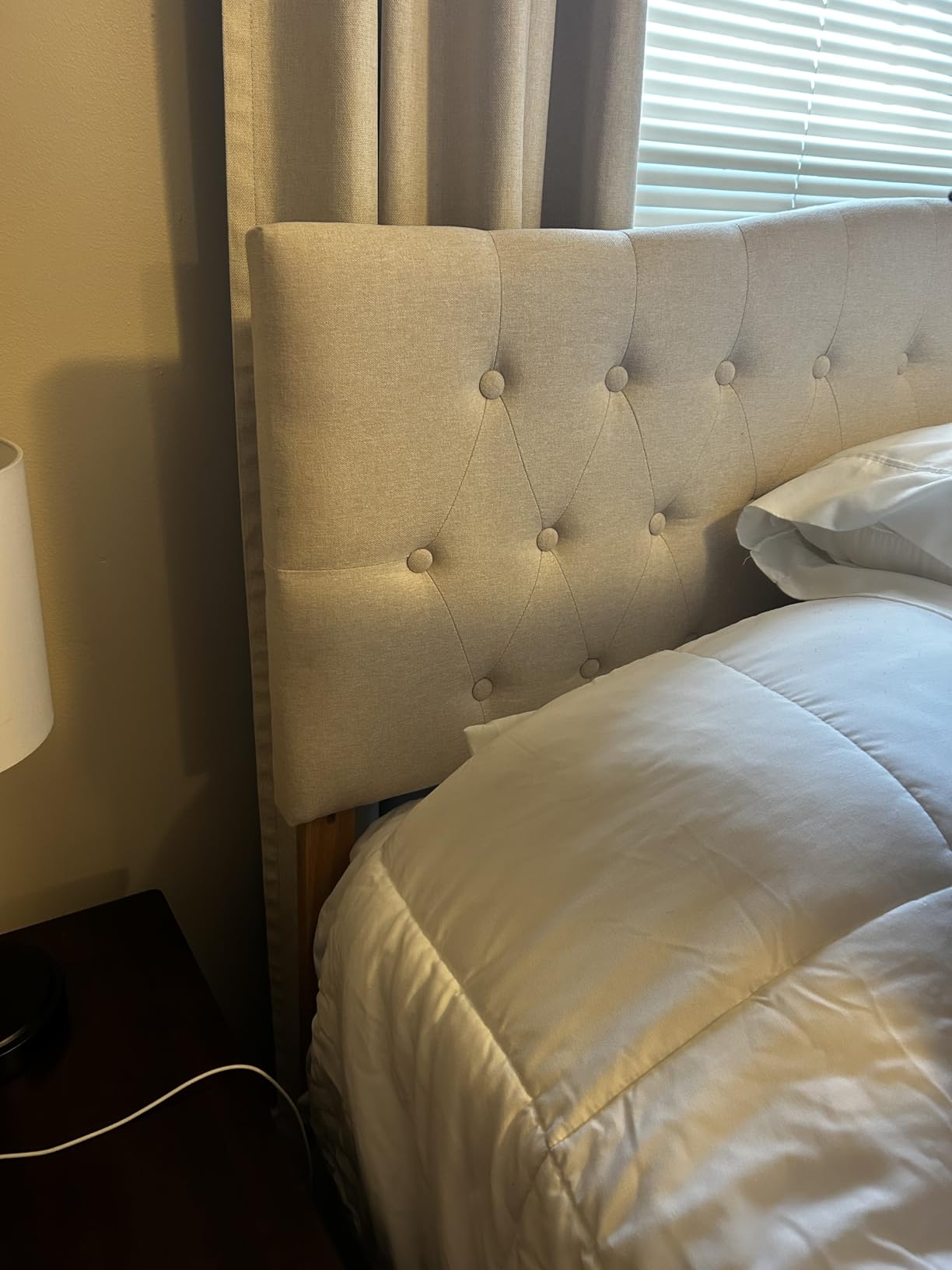 Huatean Home Tufted Upholstered Headboard Queen Size, Sturdy and Durable Solid Wood Bed headboard, Fabric Headboard Adjustable Height, Modern Button Diamond Design customer photo 2