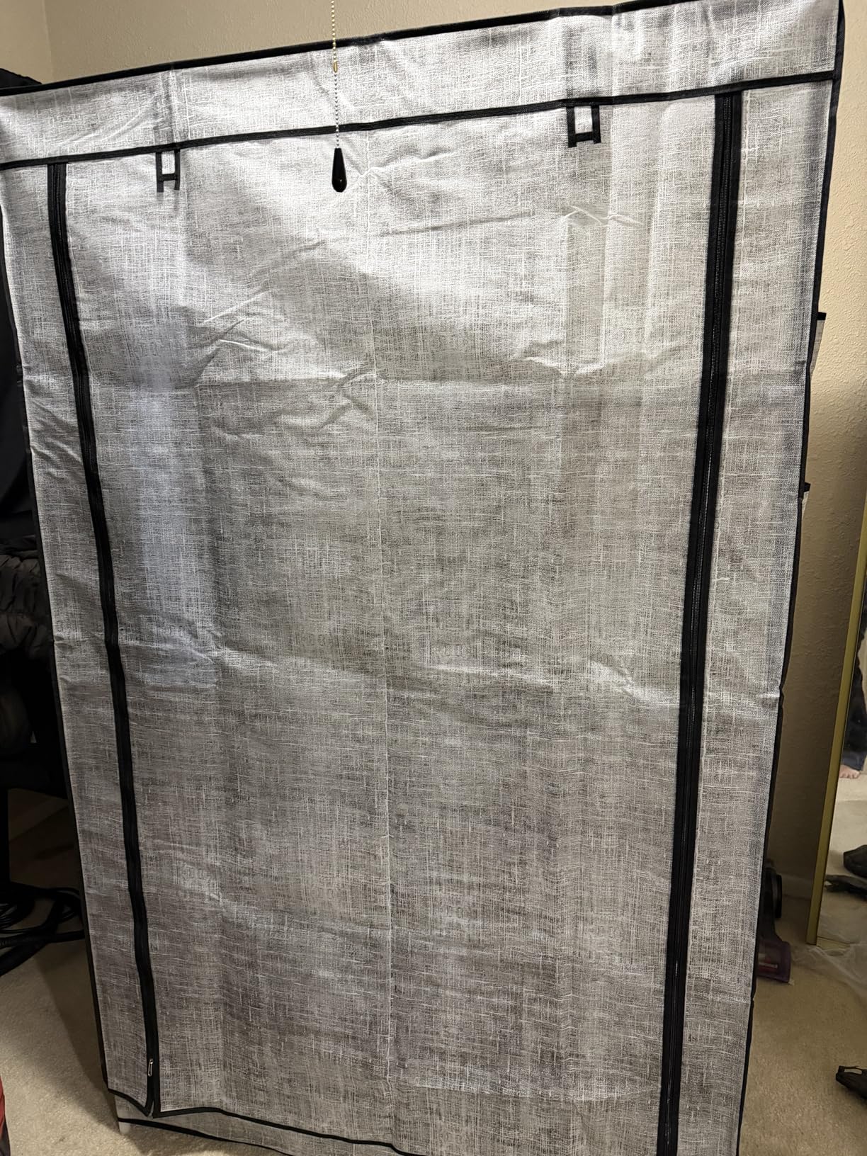 Calmootey Portable Closet Organizers, Clothing Storage, Wardrobe with 6 Shelves and Hanging Rod, Non-Woven Fabric Cover with 4 Side Pockets, Black customer photo 1