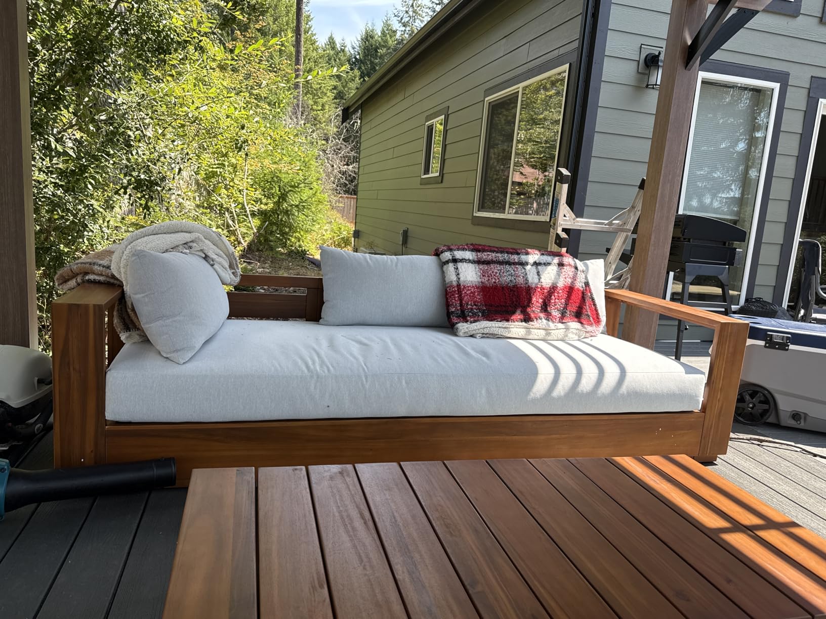 Modway Tahoe Acacia Wood Outdoor Patio Sofa in Natural Light Gray customer photo 1