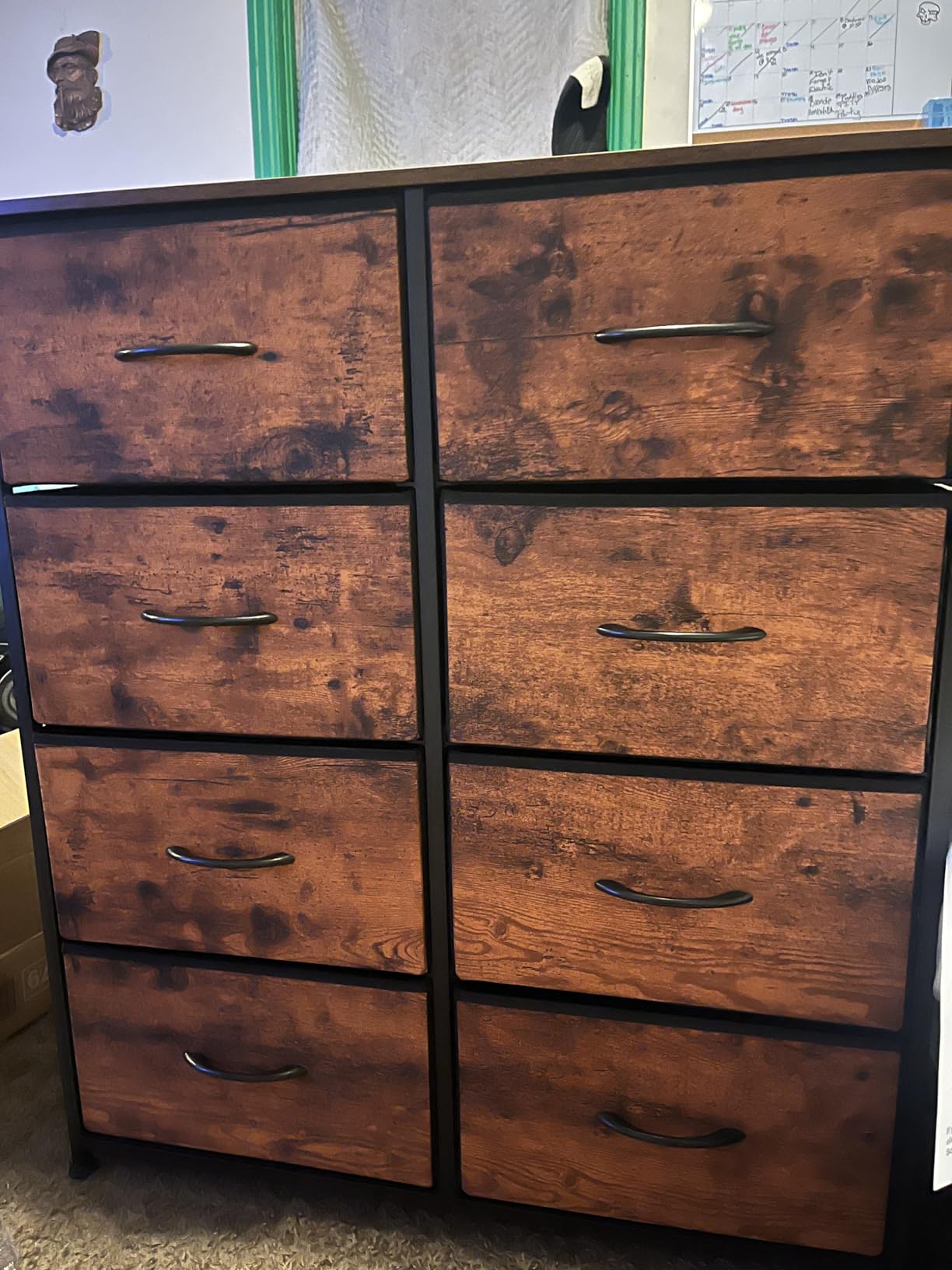 Sweetcrispy Dresser for Bedroom, Chest Organizer Unit with 8 Fabric Bins, Fabric Storage Tower, Drawer Organizer with Steel Frame, Wooden Top for Living Room, Closet customer photo 1