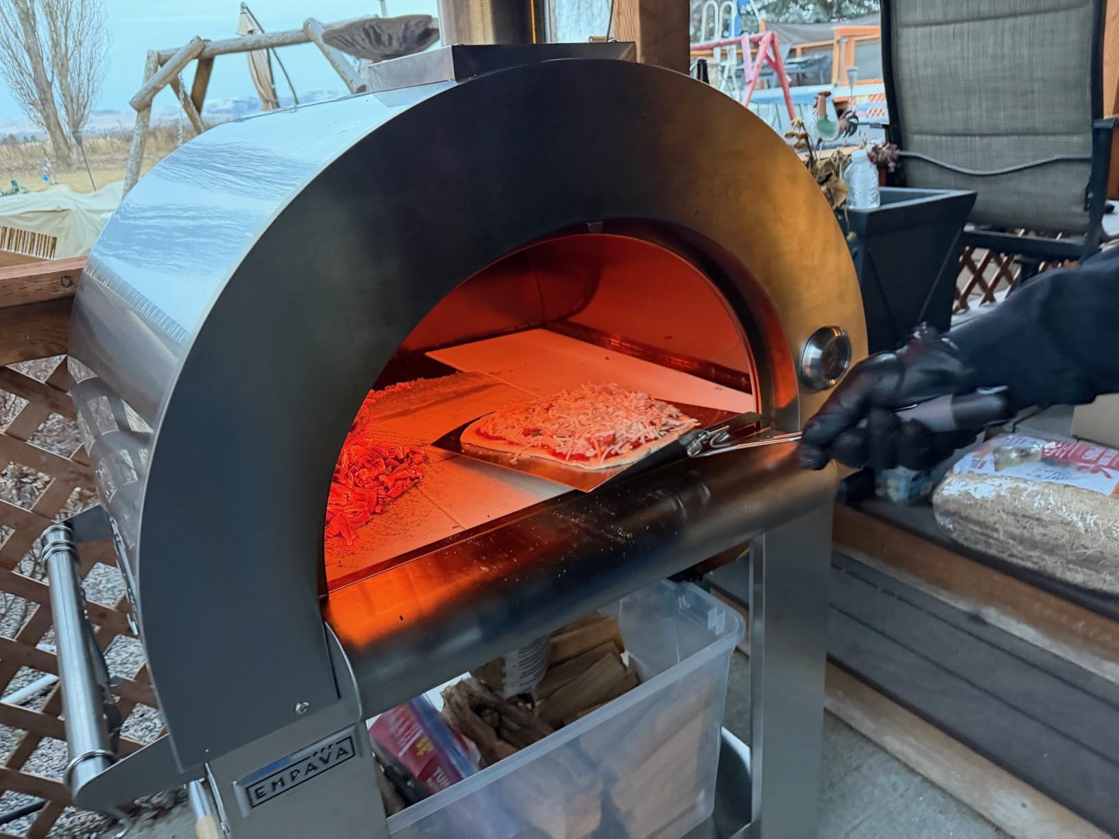 Empava Pizza Oven with Wheels And Side Panel for Outdoor Kitchen, Wood Fired for Grill & Outside Camping Backyard Party in Stainless Steel, Freestanding, 46 Inch, Silver customer photo 2