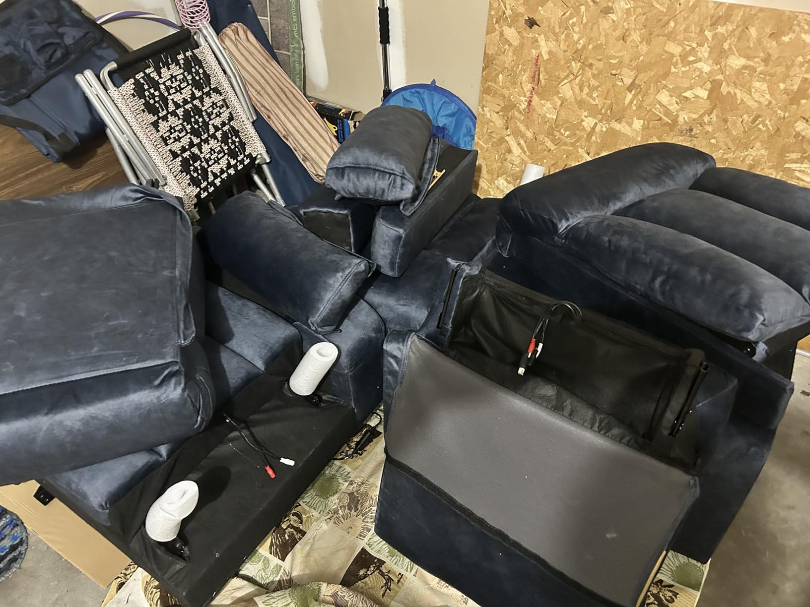 GUEAPY Power Reclining Sofa, 3-Seater Reclining Couch with Massage & Heat, Drop-Down Table, USB & Type-C Charging Ports, Cup Holders, Dutch Velvet customer photo 2