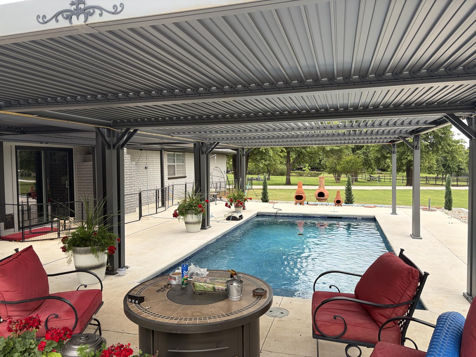 Aoxun Louvered Pergola 10' x 12' Outdoor Aluminum Pergola with Adjustable Top for Decks, Gardens and Backyards, Gray customer photo 2