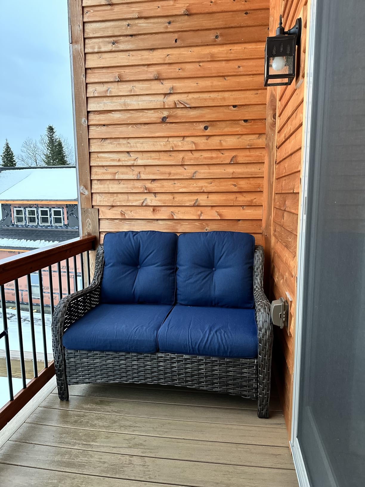 3 Seat Outdoor Couch, Wicker Patio Sofa with Thickened Olefin Cushions, High Back and Deep Seating, Hand-Woven PE Rattan for Porch, Deck, Balcony customer photo 2