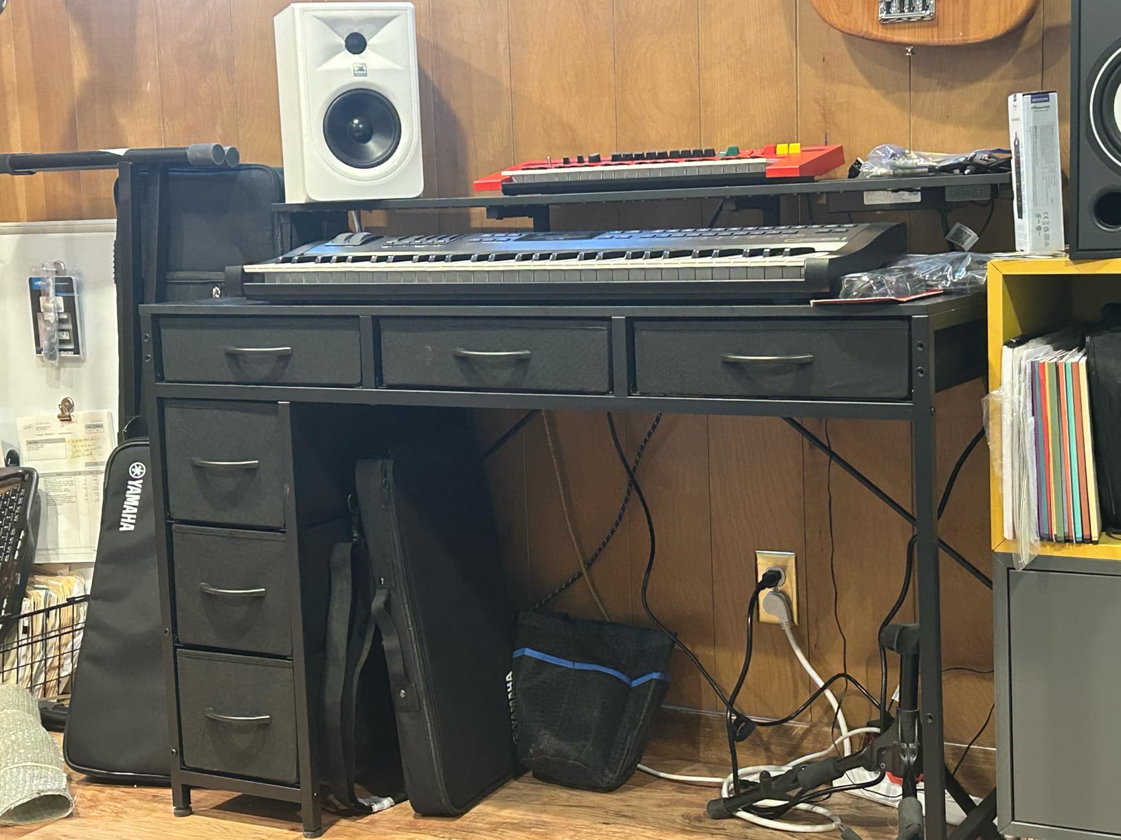 Huuger Gaming Desk with 6 Drawers, Computer Desk with LED Lights Power Outlets and Type-C, 47 Inch Office Desk with Storage, Monitor Stand, Writing Desk, Black customer photo 1
