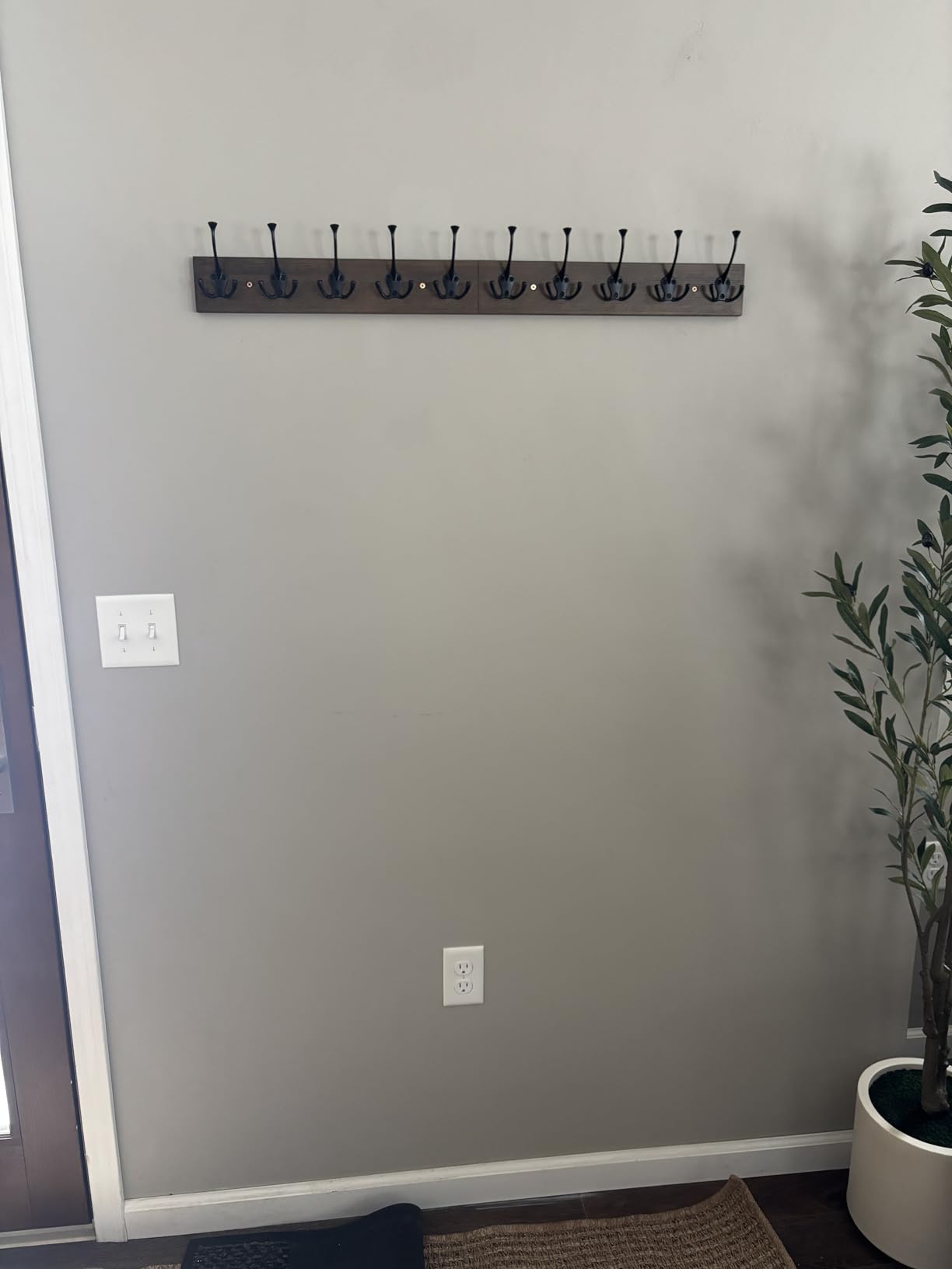 IBosins Wall Mounted Coat Rack with 10 Decorative Hooks, 34'' Long, Old Wood Color Coat Hanger, Rustic Coat Hooks Rail for Entryway Living Room Coat Scarf Bag Towel Hat customer photo 1