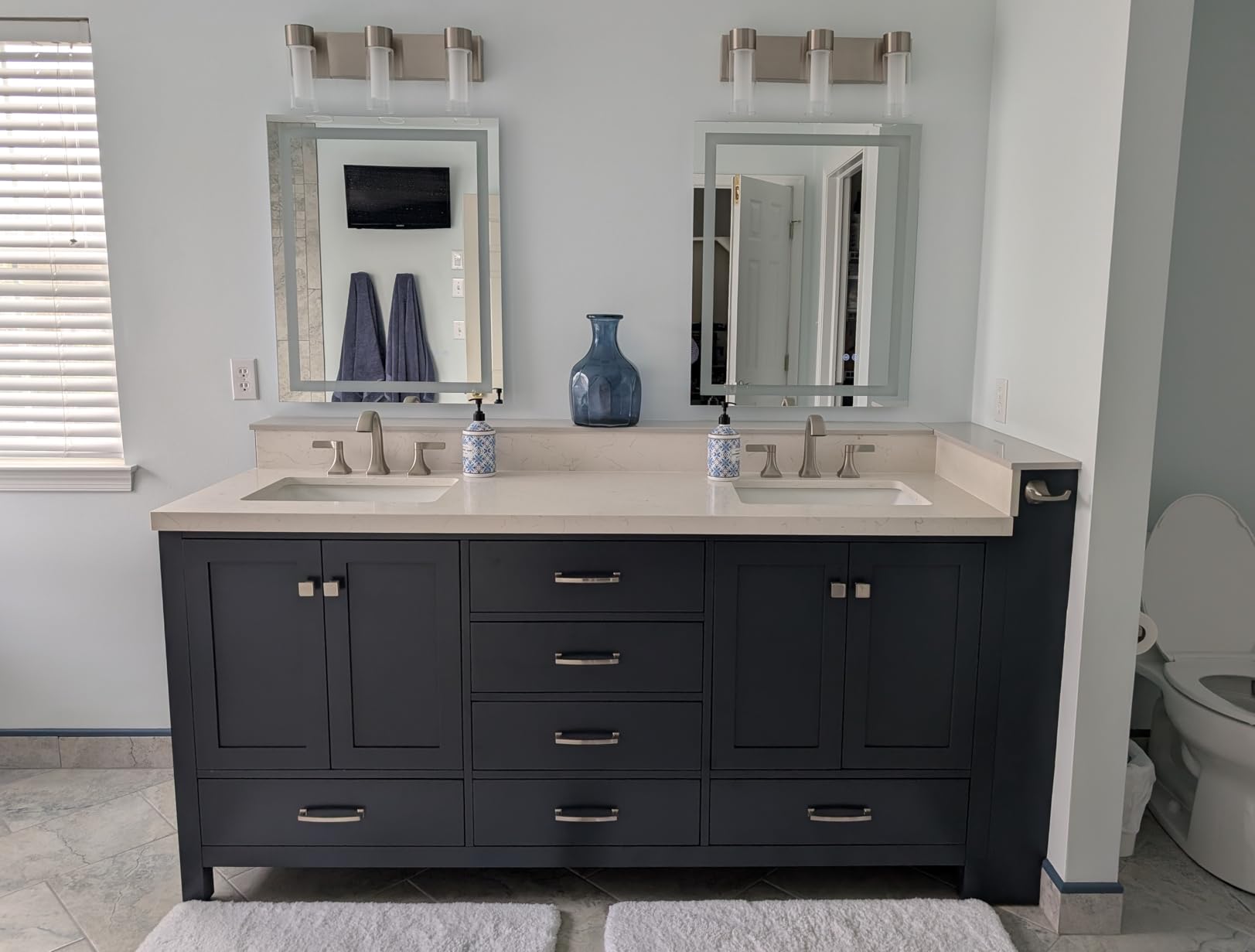 ARIEL Cambridge 72-inch Bathroom Vanity with Sink, Solid Wood, 1.5-inch Carrara White Quartz Countertop, Double Rectangular Porcelain Sink, 4 Soft Closing Doors, 6 Dovetail Drawers, White Oak customer photo 1
