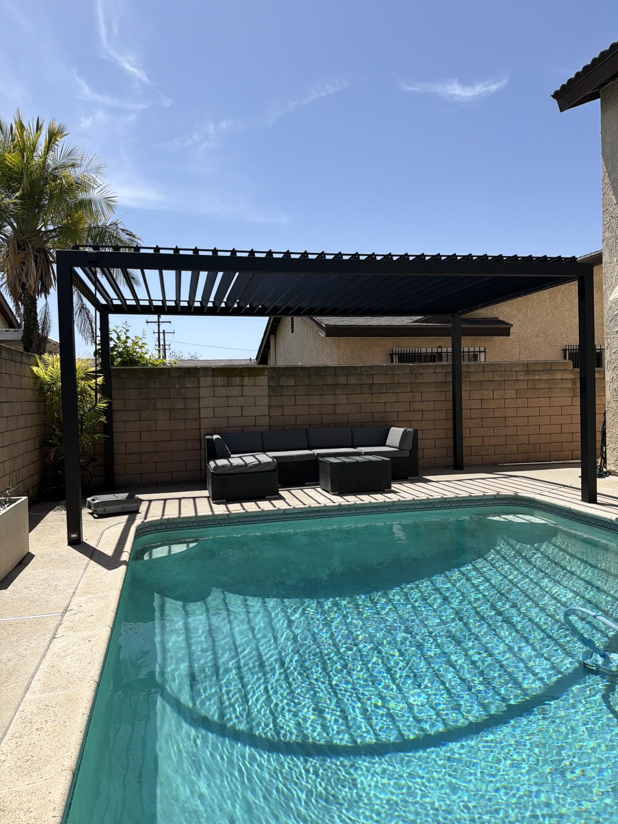 Backyard Discovery Sarasota 12' x 10' Galvanized Steel Louvered Pergola Kit with Adjustable Roof, Shade, Rain Protection, High-Wind Rating customer photo 2