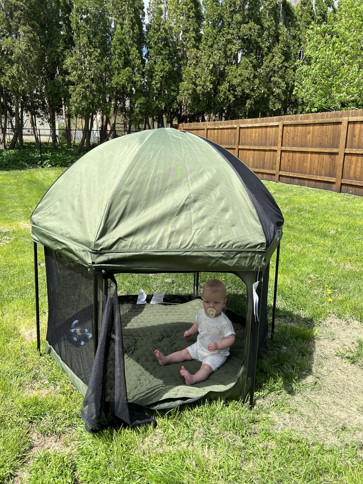 Jeep Hexagon Pop Up Play Yard with Removable Canopy | Ideal for Indoor and Outdoor Use, Olive Green customer photo 1