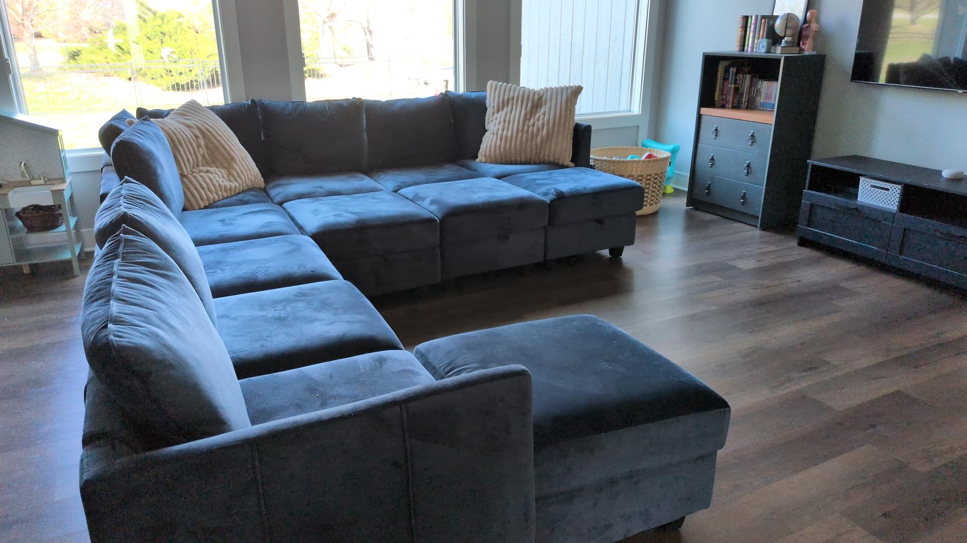 Belffin Oversized Modular Sectional Couch Sleeper Sofa with Storage Velvet Sectional Sofa Bed for Living Room, 12 Seats customer photo 1
