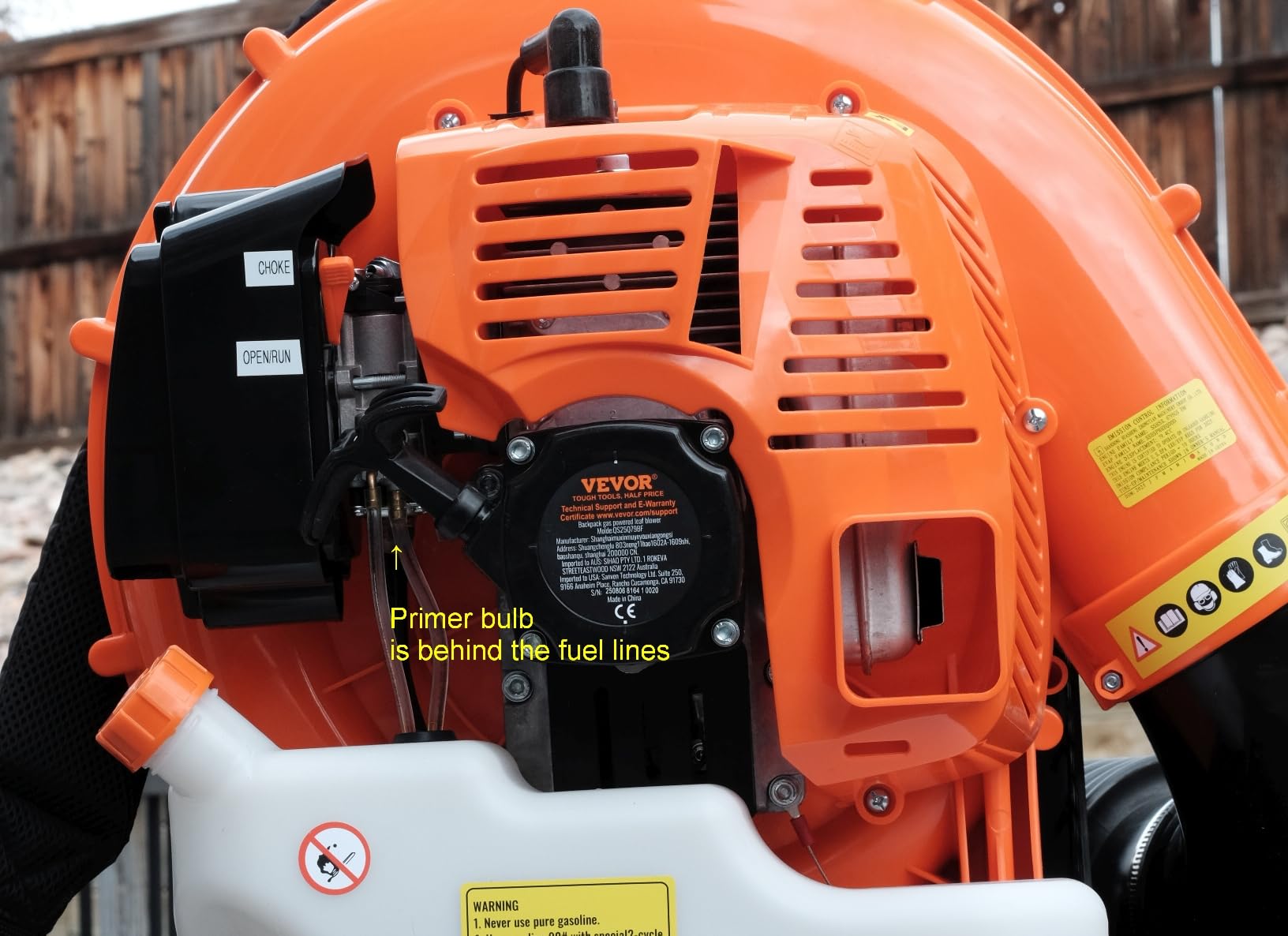 VEVOR 63CC Backpack Leaf Blower Gas Powered, 1.89L Tank, Delivers 1110CFM and 220MPH customer photo 1