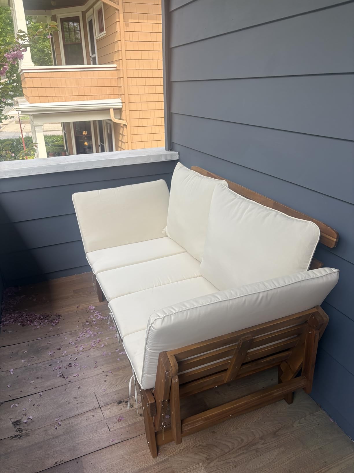 Devoko Outdoor Couch Acacia Wood Patio Couch with Adjustable Armrests customer photo 1