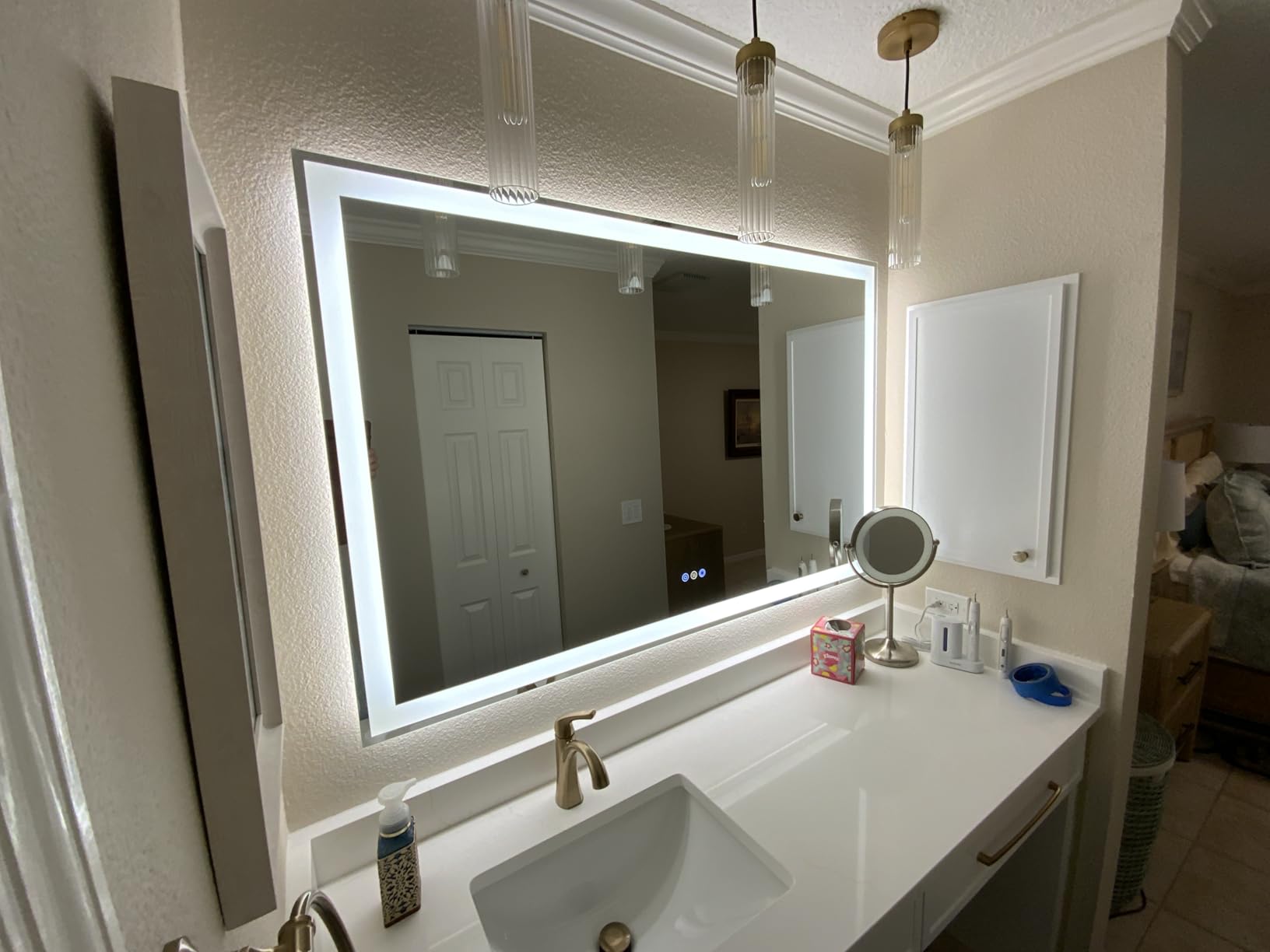 24x32 LED Bathroom Mirror with Lights, Super Bright Front & Backlit Vanity Mirror for Wall, Anti-Fog & Memory Smart Mirror, 5mm Shatter-Proof Tempered Glass, ETL Listed, Vertical/Horizontal customer photo 1