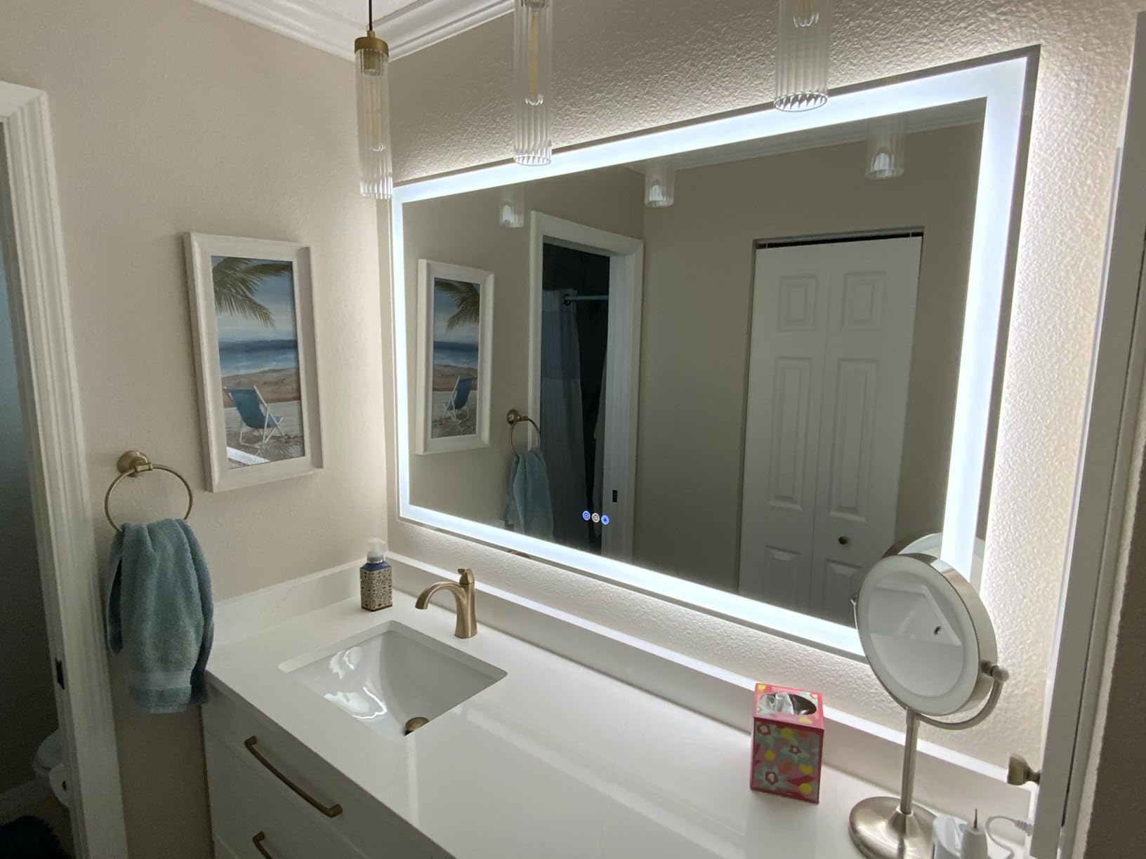 24x32 LED Bathroom Mirror with Lights, Super Bright Front & Backlit Vanity Mirror for Wall, Anti-Fog & Memory Smart Mirror, 5mm Shatter-Proof Tempered Glass, ETL Listed, Vertical/Horizontal customer photo 2