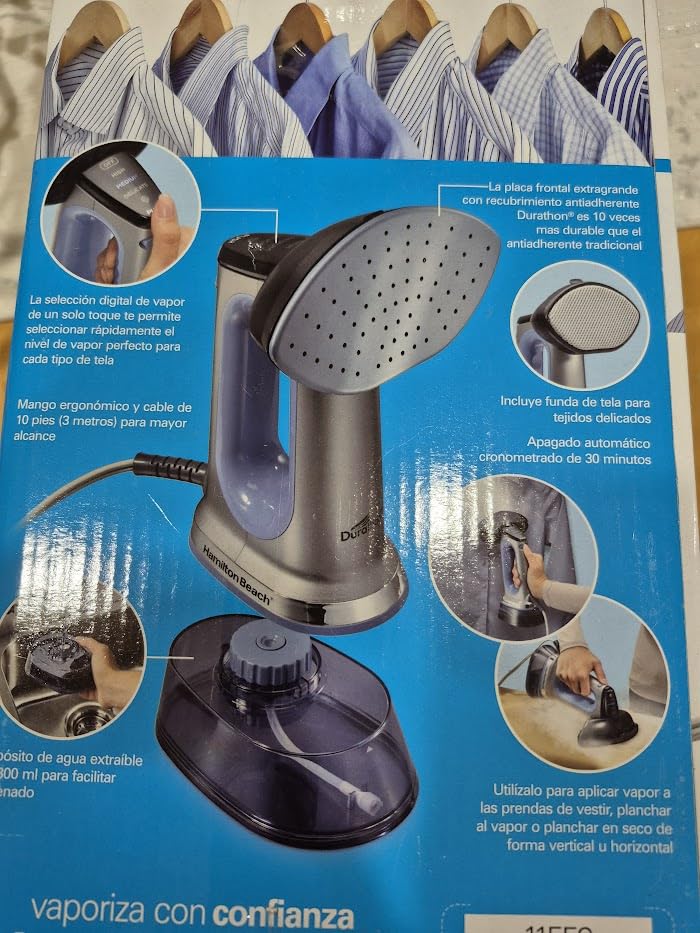Hamilton Beach Durathon 3-in-1 Handheld Garment Steamer for Clothes & Steam Iron, 45 Second Heat-Up with 1700 Watts, 300ml Removable Water Tank, 27 Minutes of Steam, Auto Shutoff, Gray & Blue (11559) customer photo 1