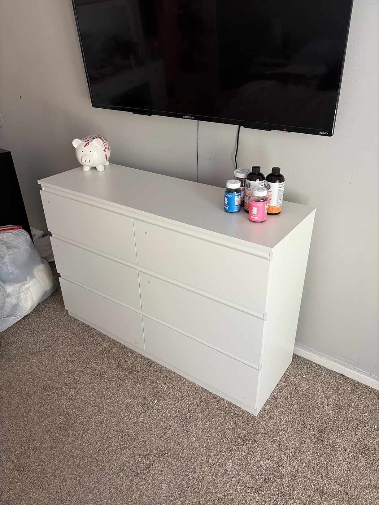 Jocoevol White 6 Drawer Dresser for Bedroom, 15.3