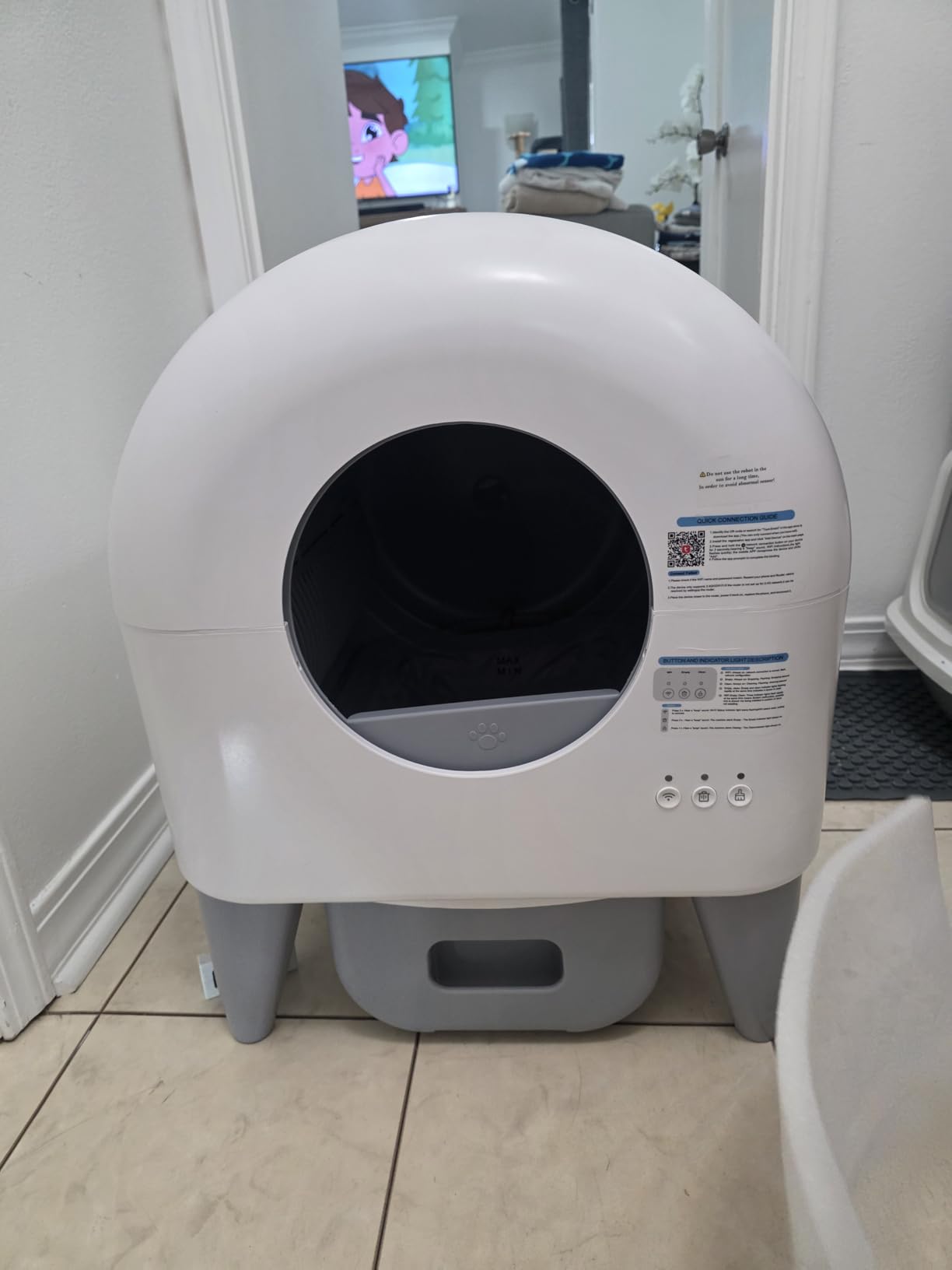 Fumoi Automatic Cat Litter Box Self Cleaning Litter Box Large Capacity for Multiple Cats, App Control with Safety Sensors, Removable Washable Liner, 2 Rolls Garbage Bags, Grey customer photo 1