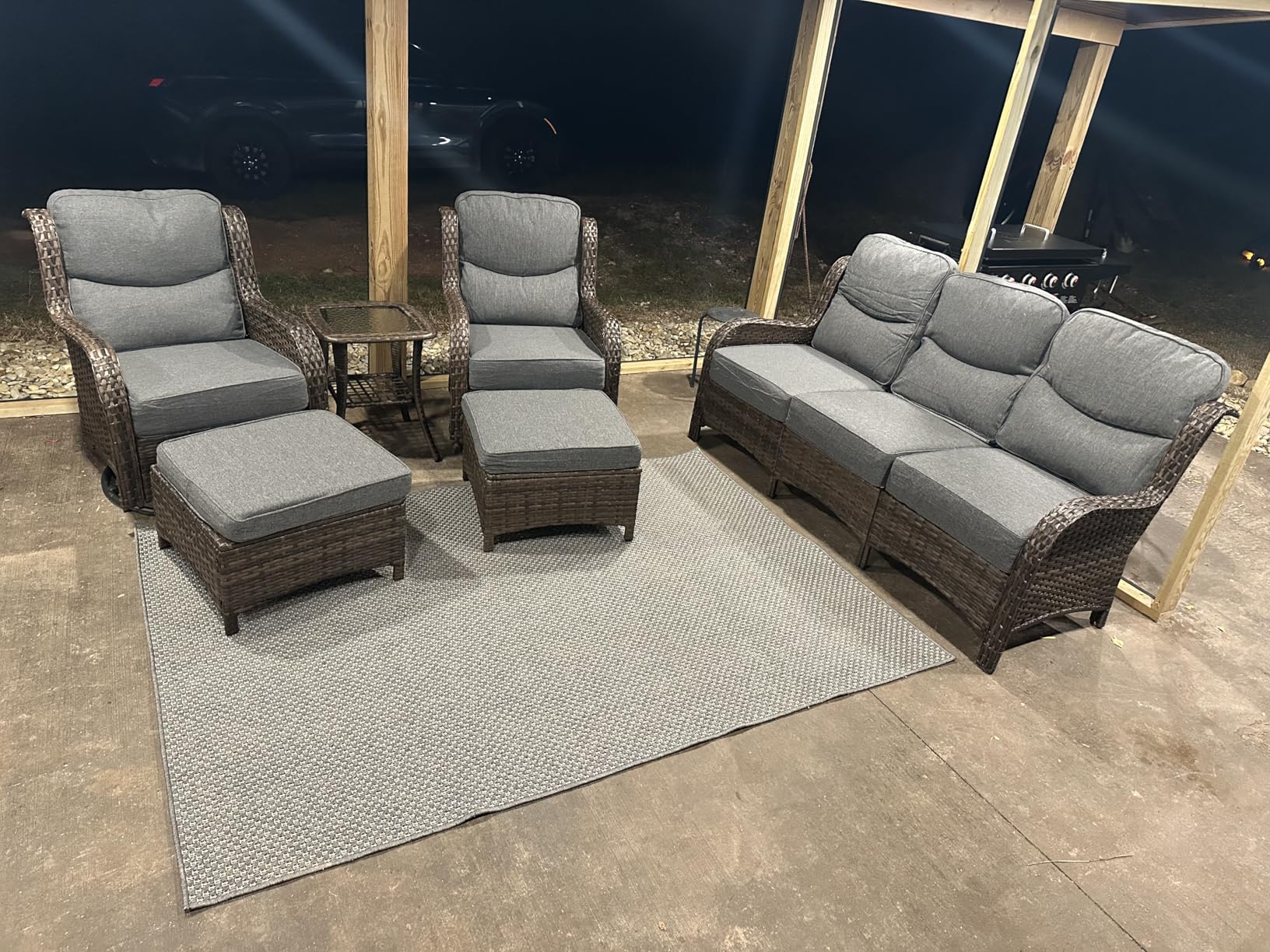 HILLGA Luxury Outdoor Furniture High Back Patio Sofa, Oversized 3-Seater Couch with 6'' Thick Cushions, Ideal for Porch, Poolside, Deck, and Yard (Beige) customer photo 1
