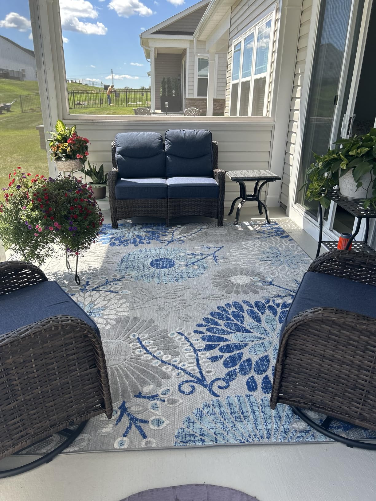 HILLGA Luxury Outdoor Furniture High Back Patio Sofa, Oversized 3-Seater Couch with 6'' Thick Cushions, Ideal for Porch, Poolside, Deck, and Yard (Beige) customer photo 2