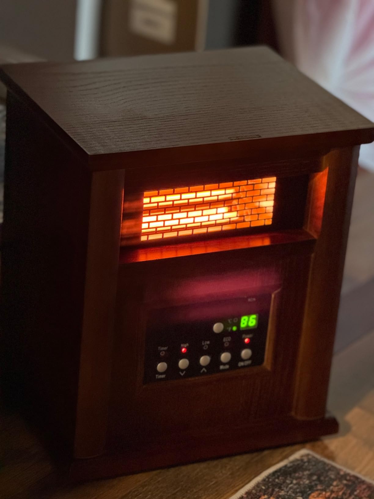 Nordic Hygge Portable Space Heater, 1500W Electric Infrared Heater for Indoor Use, Living Room, Bedroom, Office - Remote Control, 12H Timer, 3 Heat Settings, Overheat & Tip-Over Safety, Light Oak customer photo 2