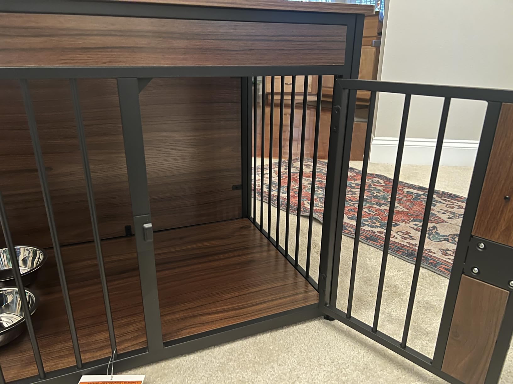 Amazon Basics Furniture Style Dog Crate, Two Bowls Included, 41 x 23.6 x 29.5 inches, Walnut customer photo 2
