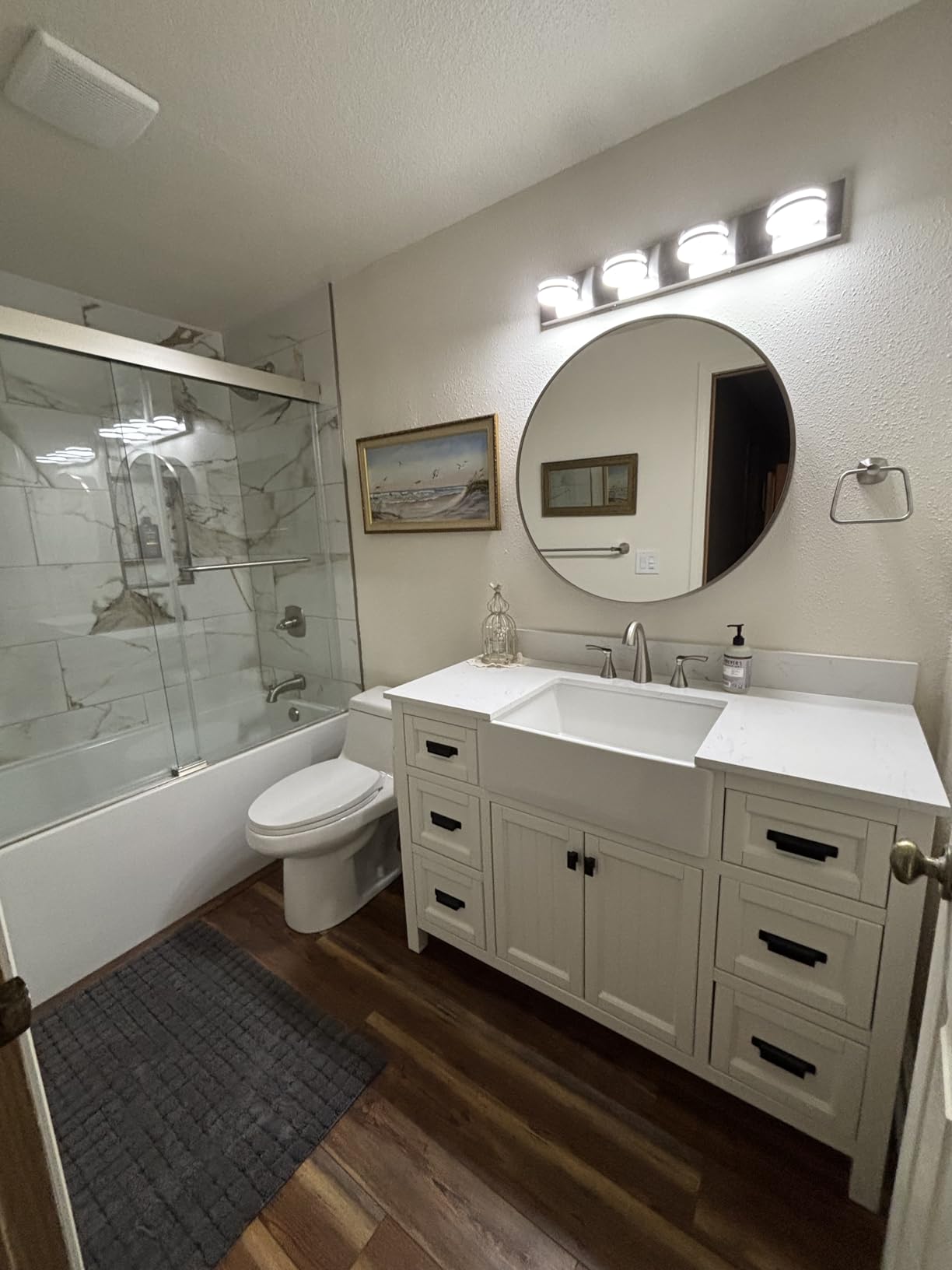 36 Inch Bathroom Vanity with Sink, Farmhouse Single Sink Bathroom Vanity with Adjustable Feet, Bathroom Storage Cabinet with Soft Closing Doors, Apron Farm Sink, White customer photo 2
