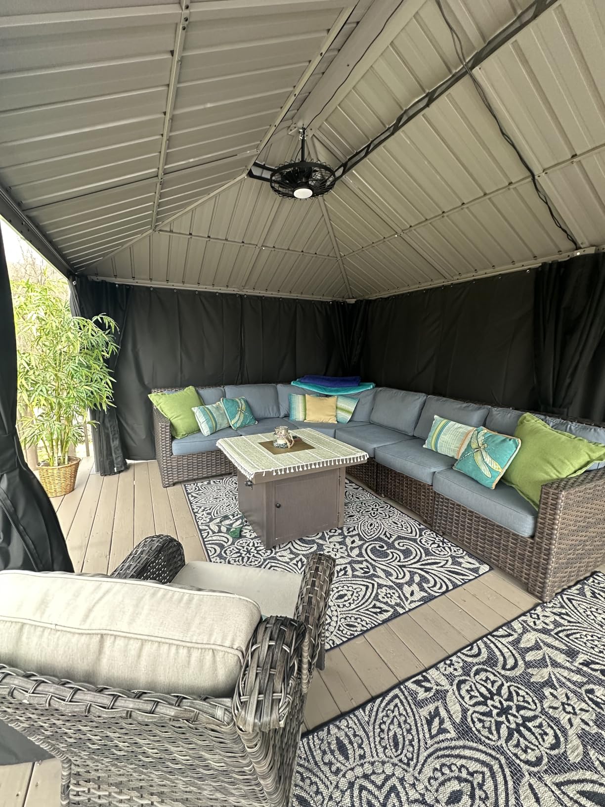 PURPLE LEAF 11' x 13' Permanent Hardtop Gazebo with Galvanized Steel Double Roof and Aluminum Frames Outdoor Large Pavilion Gazebo for Patio Deck Garden, Netting and Curtains Included, Light Grey customer photo 1