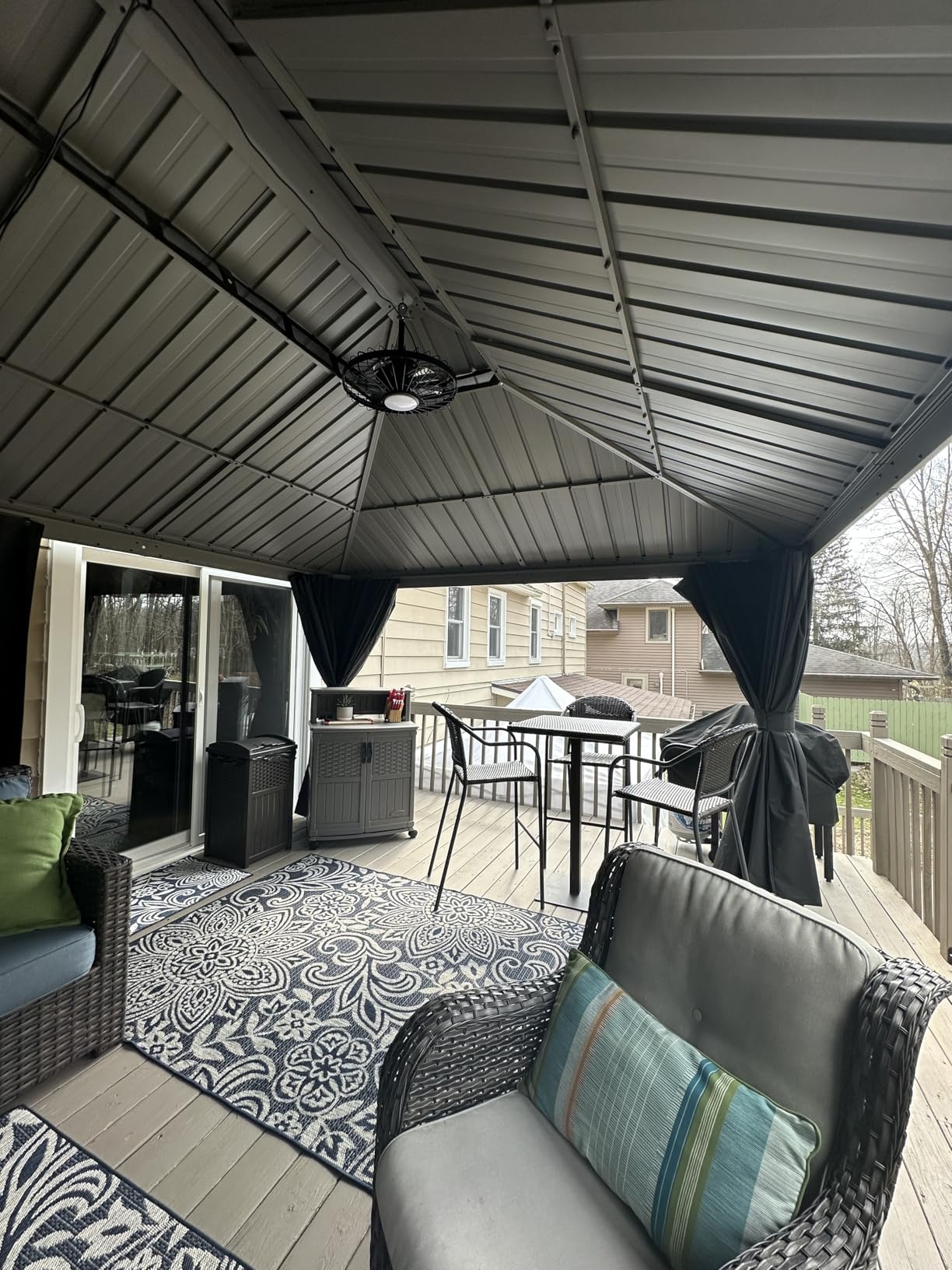 PURPLE LEAF 11' x 13' Permanent Hardtop Gazebo with Galvanized Steel Double Roof and Aluminum Frames Outdoor Large Pavilion Gazebo for Patio Deck Garden, Netting and Curtains Included, Light Grey customer photo 2