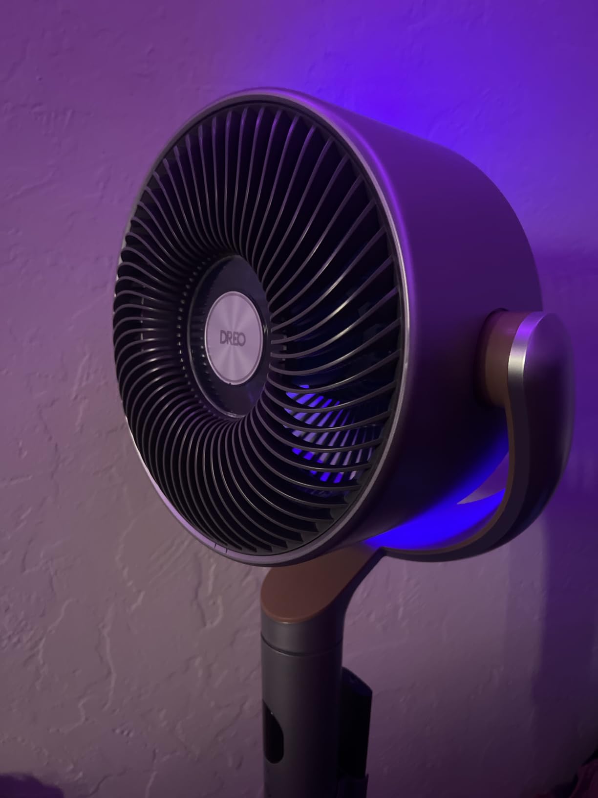 DREO Smart Fan for Bedroom, 120° +120° Omni-Directional Oscillating Fans, 100ft Quiet Pedestal Fan with RGB Light, 9 Speeds, 6 Modes, 20dB, 8H Timer, Wi-Fi/Voice/Alexa, 35-40