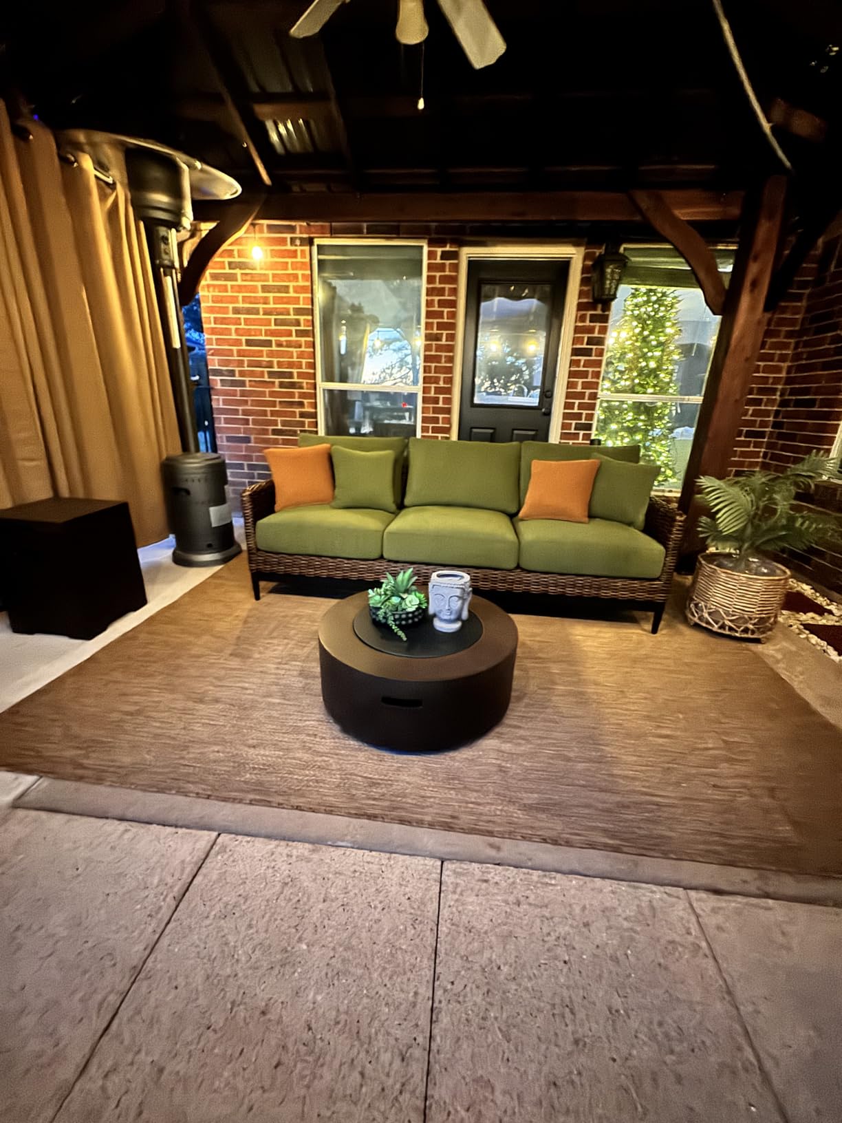 Signature Design by Ashley Horizon Hall Vintage Outdoor Nuvella Weather Resistant Fabric, Resin Wicker Sofa with Cushion and 2 Accent Pillows, Green & Dark Brown customer photo 1