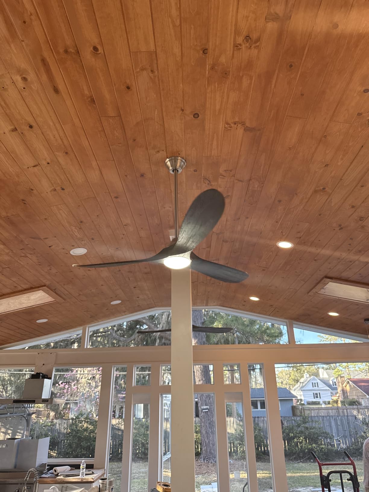 XCWIIE 52 Inch Walnut Wood Smart Ceiling Fan Outdoor Damp Rated customer photo 2