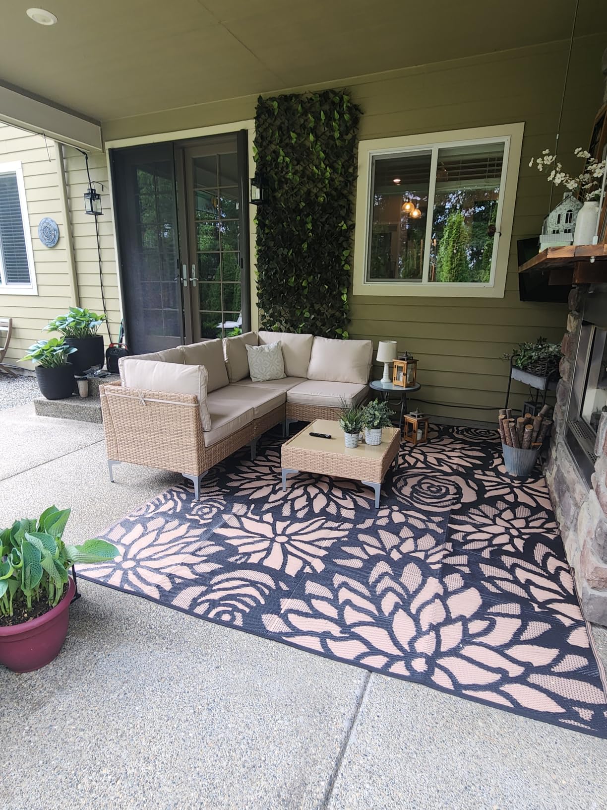 5-Piece Patio Furniture Set, Outdoor Wicker Sectional Sofa with Coffee Table, Anti-Slip & Thick All-Weather Cushions for Party, Garden, Backyard, Beige customer photo 2