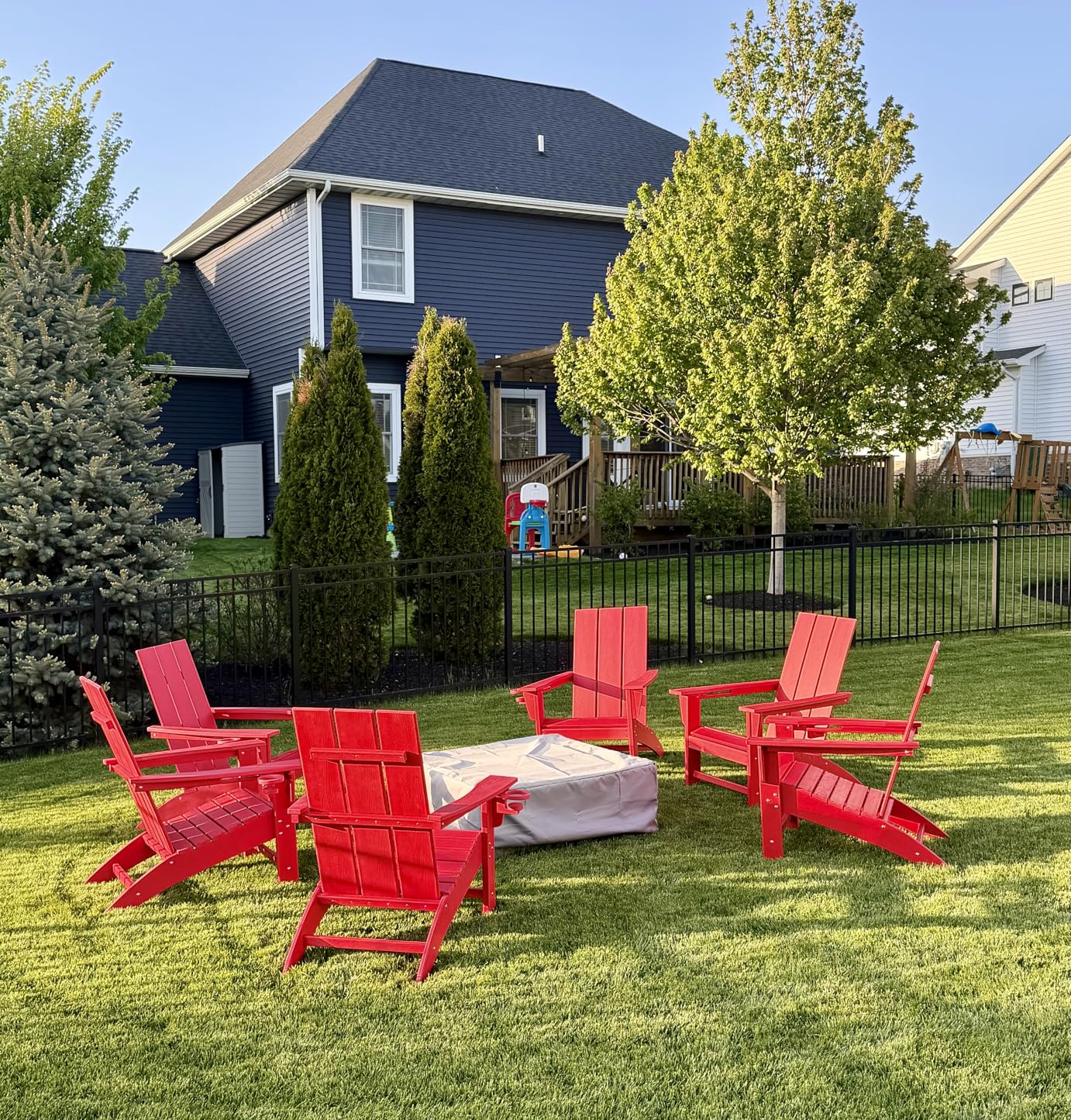 Modern Adirondack Chair with Cup Holder, HDPE Plastic Patio Chairs for All Weather, Fire Pit Chair, Outdoor Lawn Chairs for Deck, Porch, Backyard, Garden customer photo 2