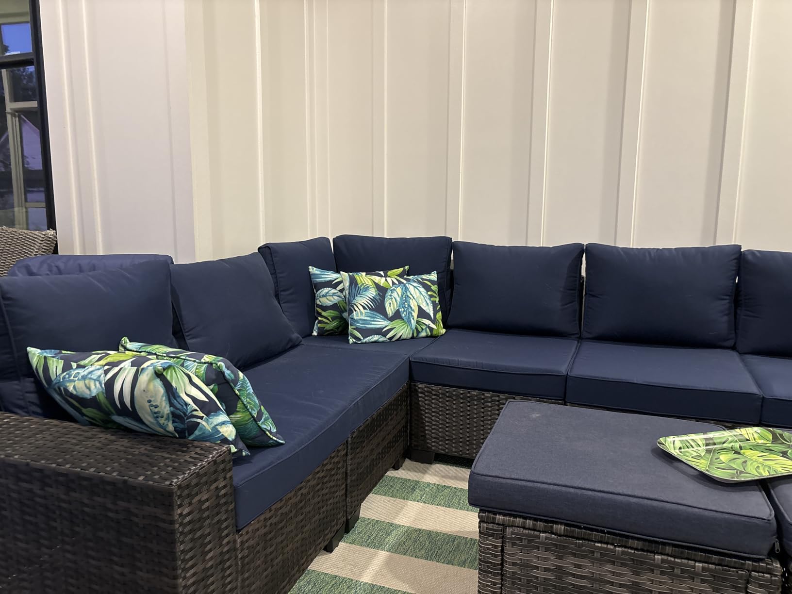 6-Piece Patio Furniture Set, All-Weather Outdoor Wicker Sectional Sofa with Cushions, Glass Table & Left and Right Armrest, Rattan Conversation Seating for Porch, Garden, Backyard, Beige customer photo 1