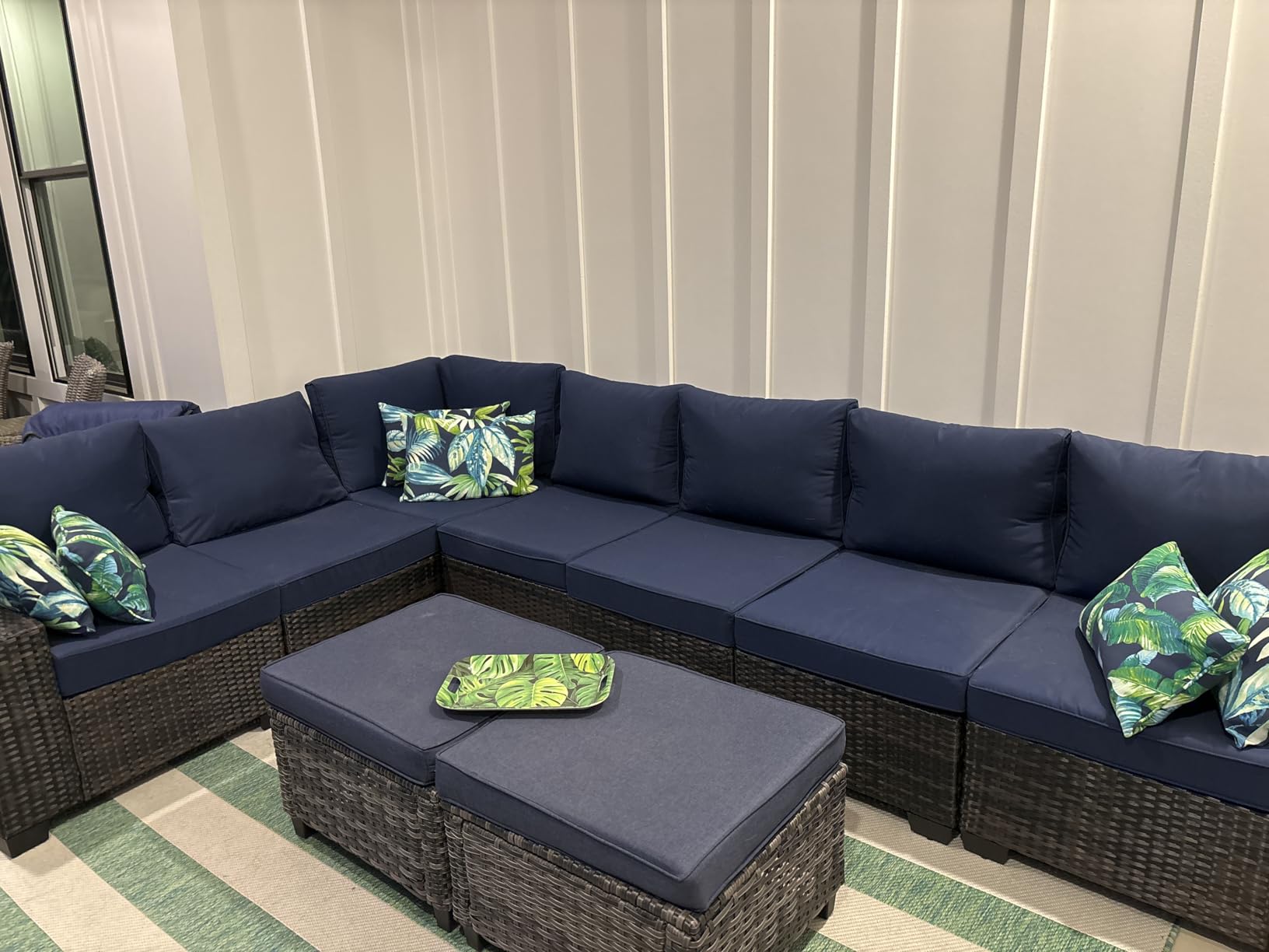 6-Piece Patio Furniture Set, All-Weather Outdoor Wicker Sectional Sofa with Cushions, Glass Table & Left and Right Armrest, Rattan Conversation Seating for Porch, Garden, Backyard, Beige customer photo 2