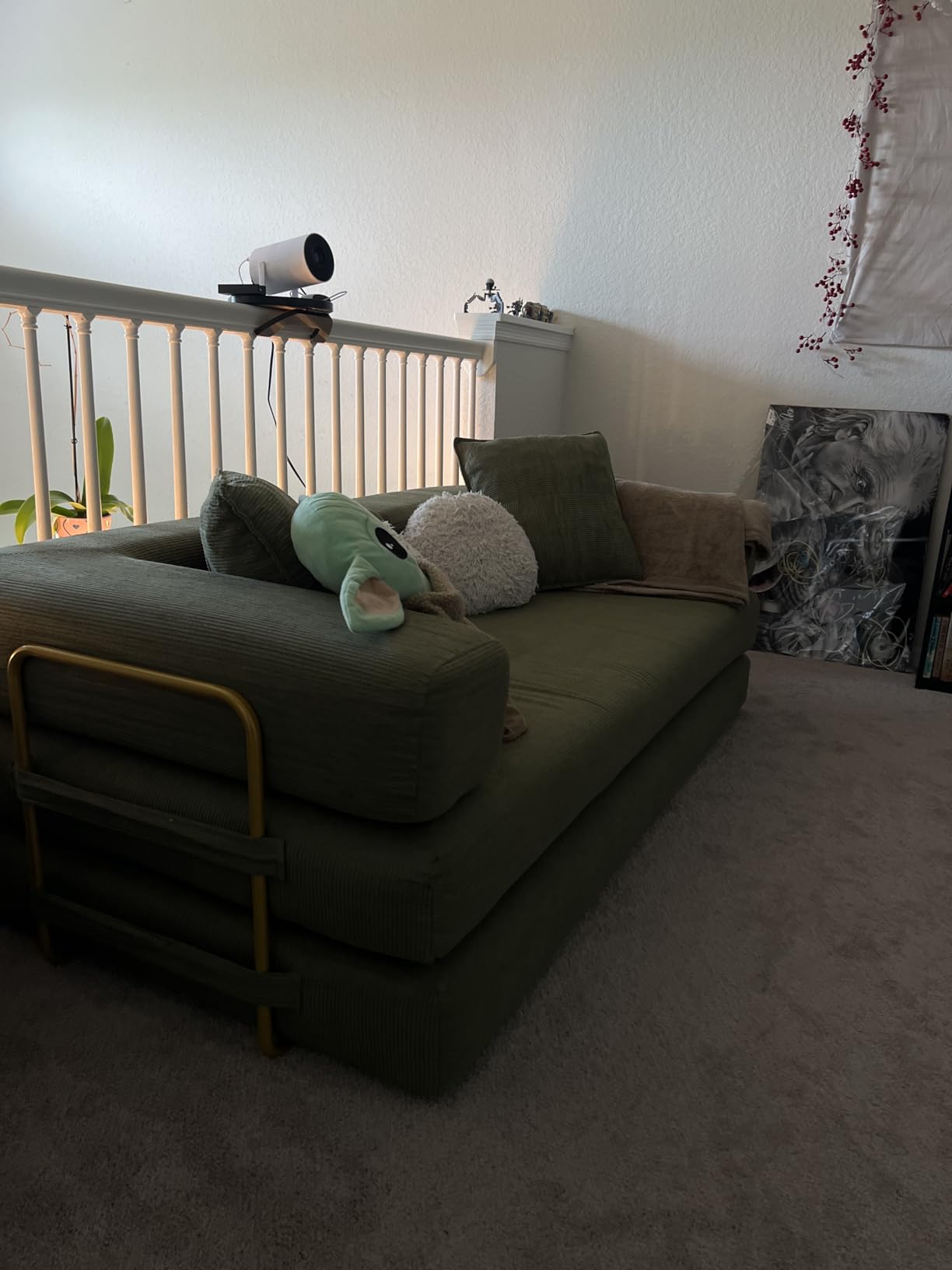 4-in-1 Folding Convertible Sofa Bed, 78 Inch Oversized Corduroy Upholstered Boneless Couch, Loveseat Sleeper with Pull Out Bed, Floor Sofa Modular Futon Couch for Living Room Bedroom Lounge, Green customer photo 2