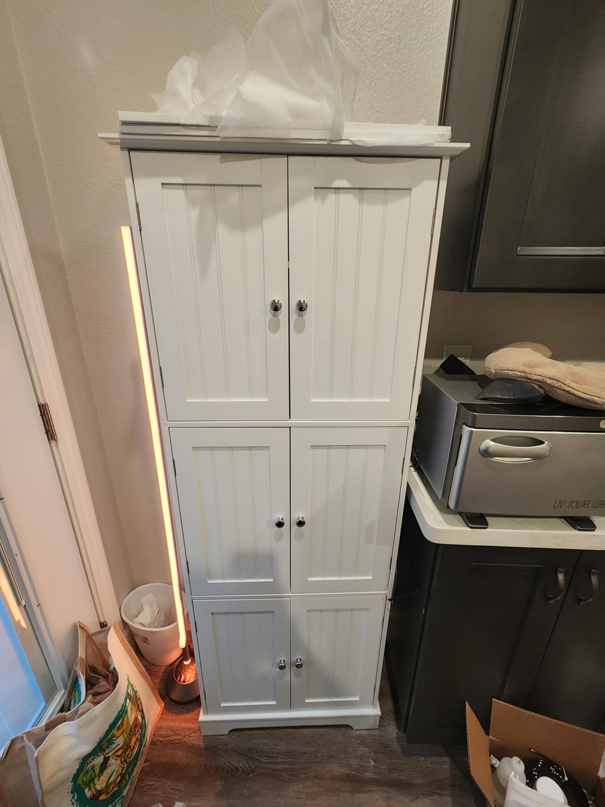 ChooChoo Tall Bathroom Storage Cabinet with 6 Doors, Freestanding Floor Cabinet with Adjustable Shelves, White Pantry Cabinet for Bathroom, Kitchen, Laundry Room customer photo 2