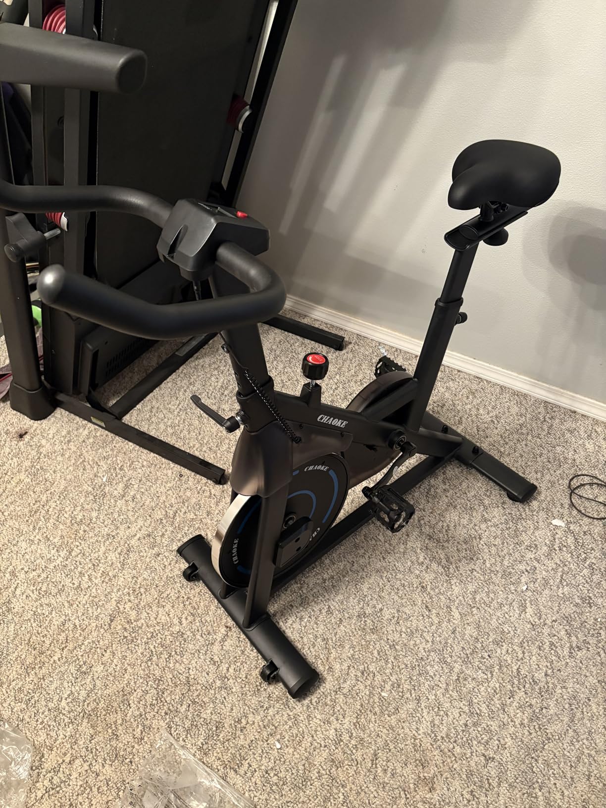Exercise Bike, CHAOKE Quiet Adjustable Magnetic Resistance Stationary Bike for Home Cardio with App Compatible, 300LB Weight Capacity Indoor Cycling Bike with Comfortable Seat & Digital Display customer photo 2