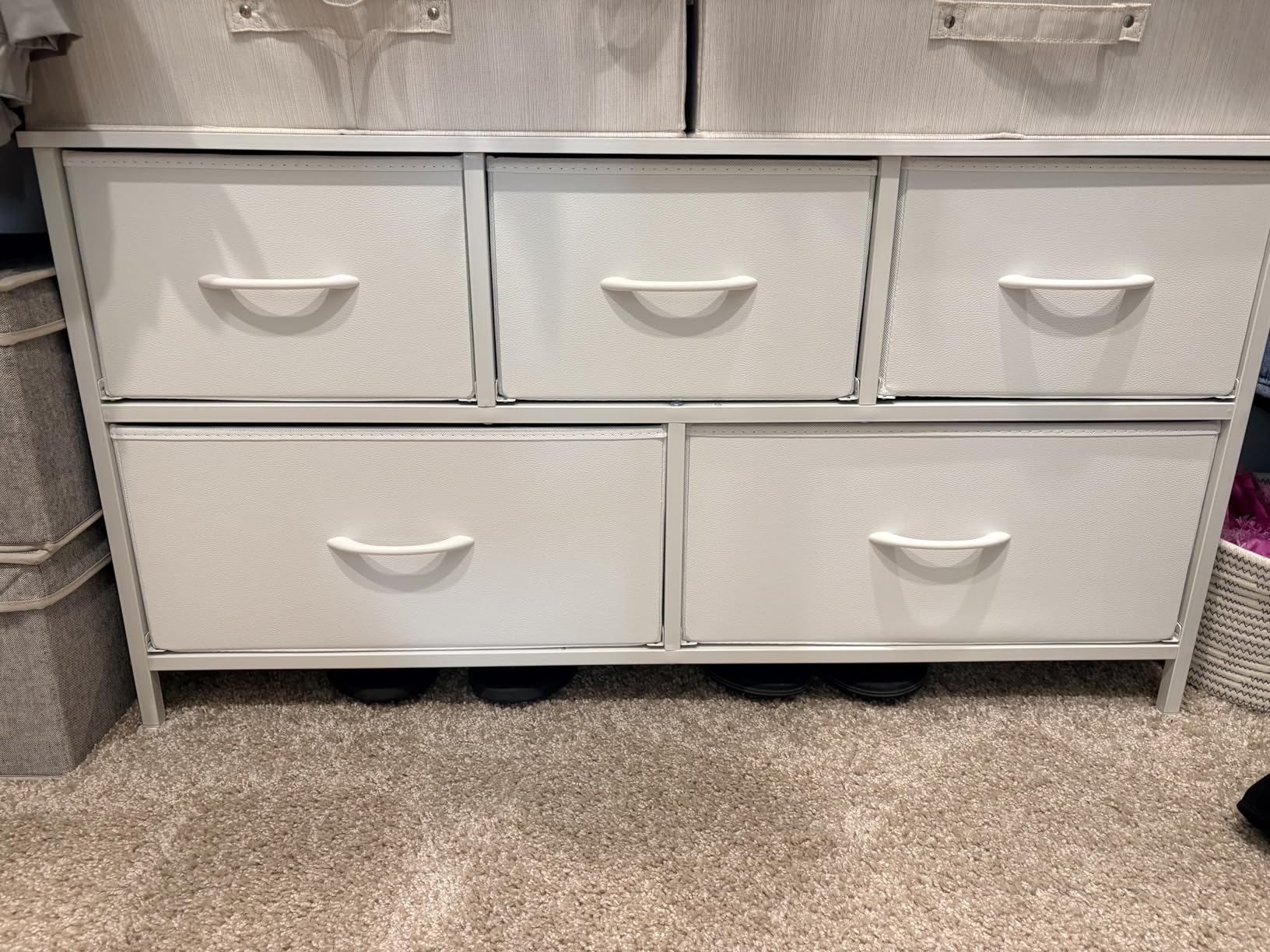 SONGMICS Dresser for Bedroom, Chest of Drawers, Steel, MDF, 5 Non-Woven Fabric Drawers, Storage Organizer Unit, Closet, Entryway, Ink Black and Ebony Black ULGS322B01S customer photo 1