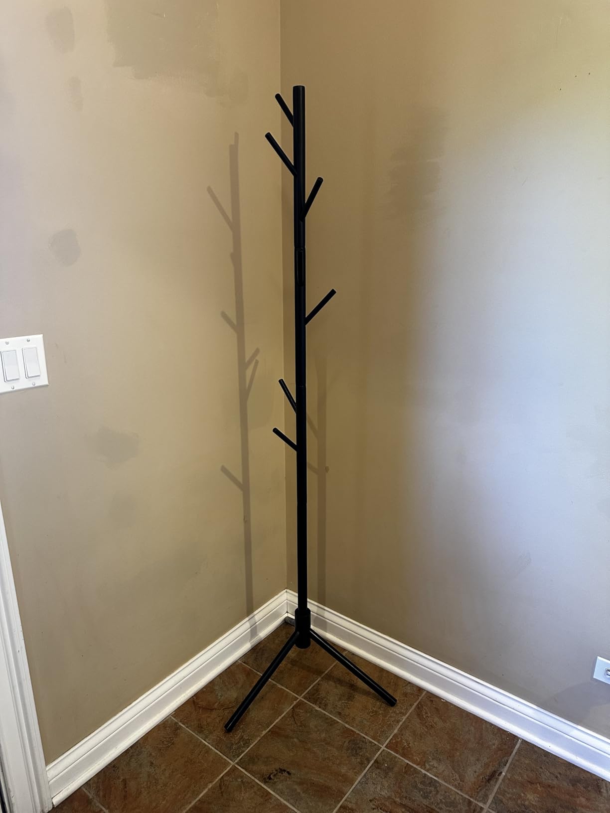 Wooden Coat Rack Freestanding with 8 Hooks & 3 Adjustable Sizes for Clothes, Space-Saving Design for Bedroom Office Entrance Holds Hats Coats Scarves Bags customer photo 1