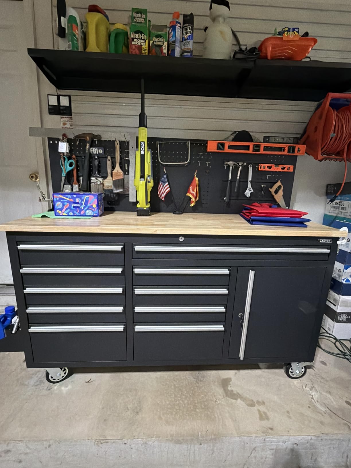 GAOMON 61-inch Rolling Tool Chest, 10 Drawers Garage Workbench Storage Tool Cabinet with Power Strip, Solid Rubber Wood Top, 1675 LBS Load Mobile Workstation, Heavy Duty Rolling Cabinet customer photo 1