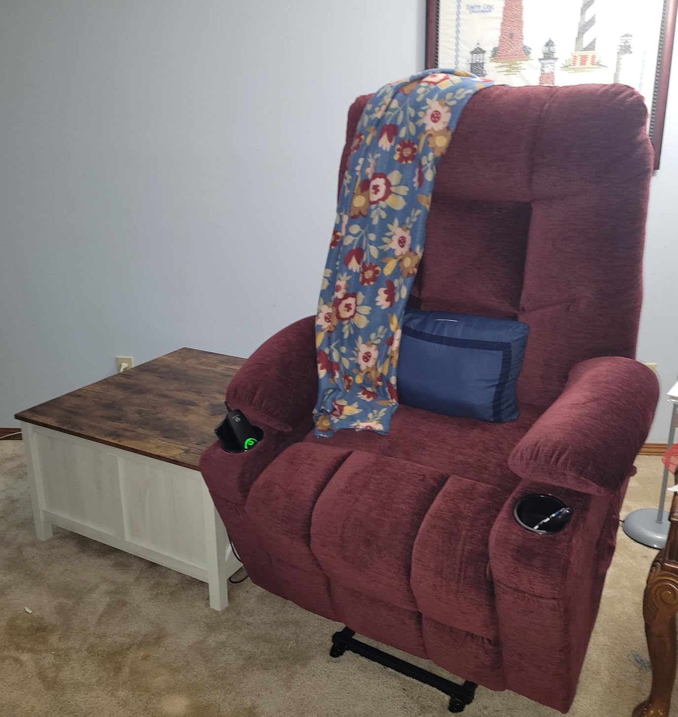 MCombo Power Lift Recliner Chair with Extended Footrest for Elderly People, Fabric 7283 customer photo 2