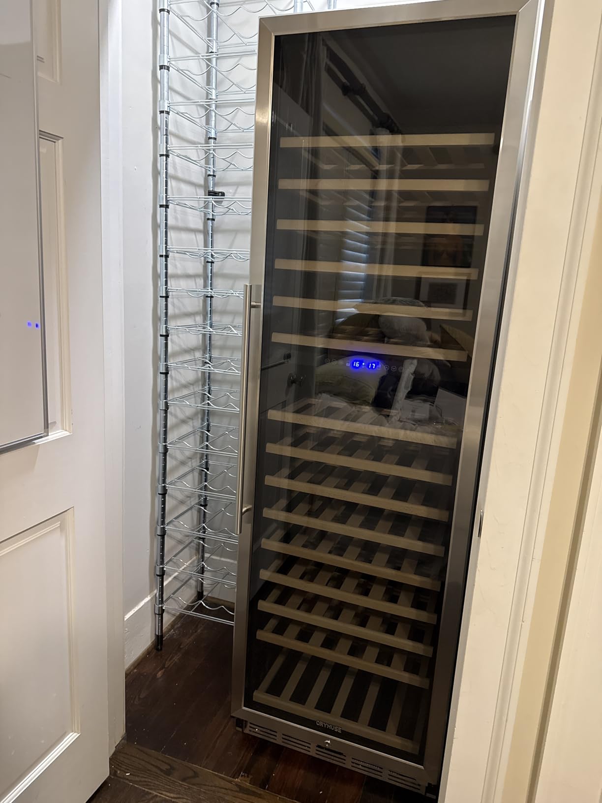 ORYMUSE 24 Inch Wine Cooler Refrigerator, 46 Bottle Dual Zone Wine Fridge with Stainless Steel Glass Door, Adjustable Shelves, Upgraded Compressor, Built-In Freestanding for Home, Bar, Kitchen customer photo 1