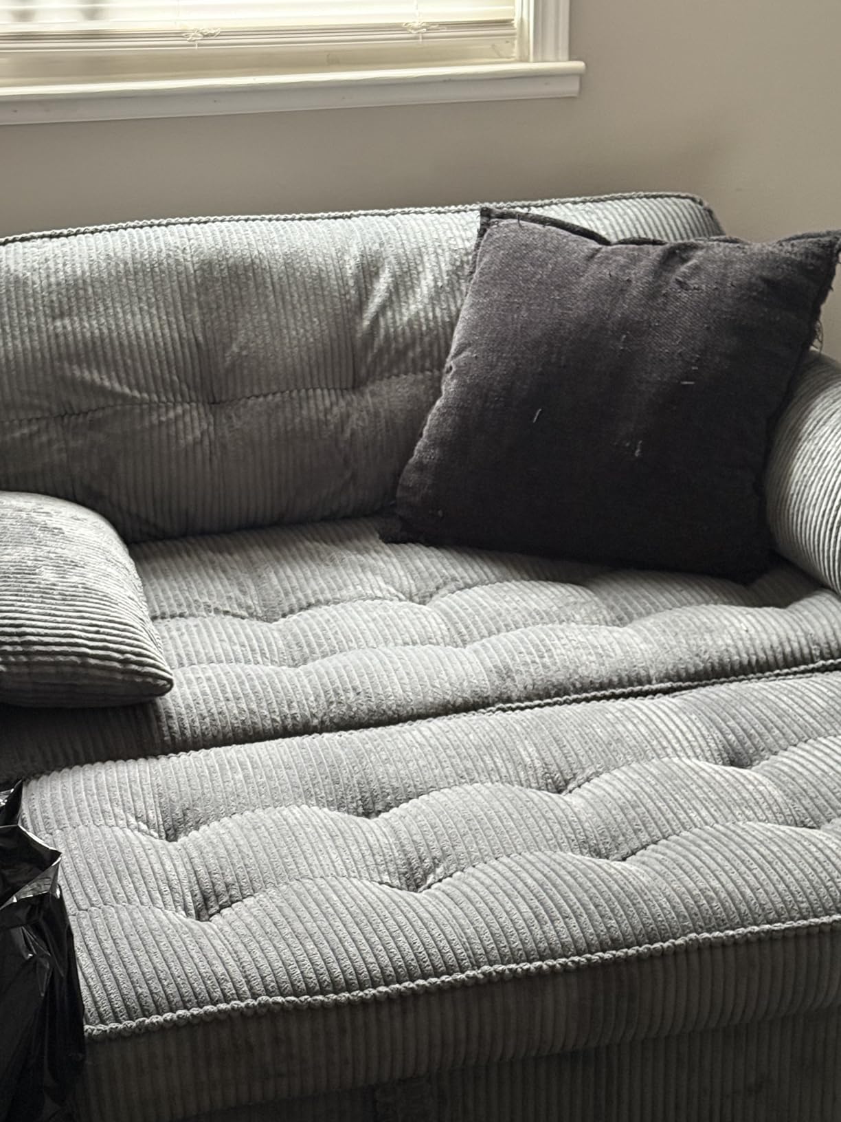 Sleeper Sofa Bed, 54'' Convertible Pull Out Couch with Small Table, USB Port, Side Pockets, Corduroy Fabric customer photo 2