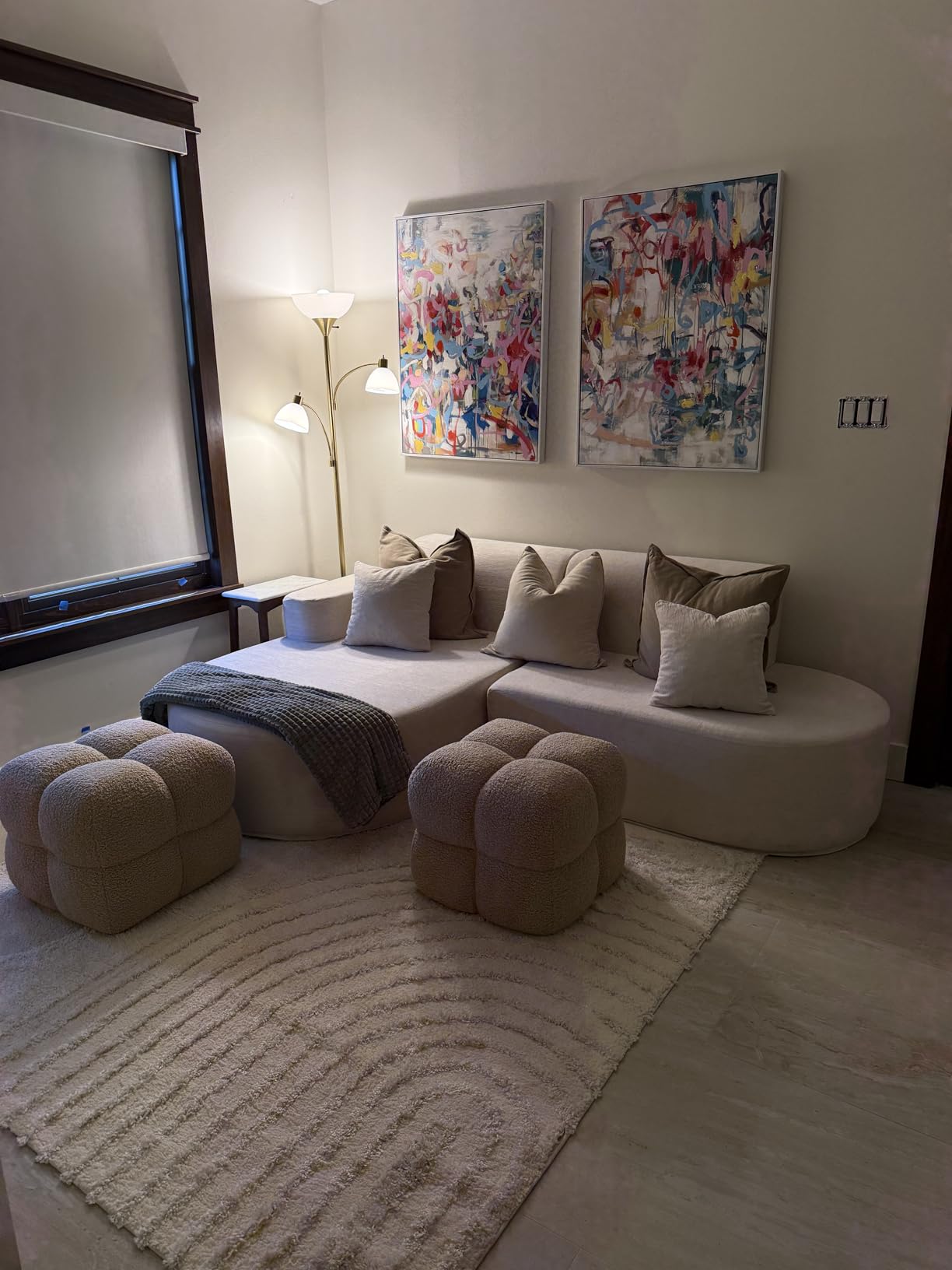MELLCOM Modern Curved Boneless Sofa Couch, L-Shaped Corner Sofa, No Assembly Needed, Chenille Upholstered Cloud Sectional Couch for Living Room, Bedroom and Apartment (Beige, Left Hand Facing) customer photo 1