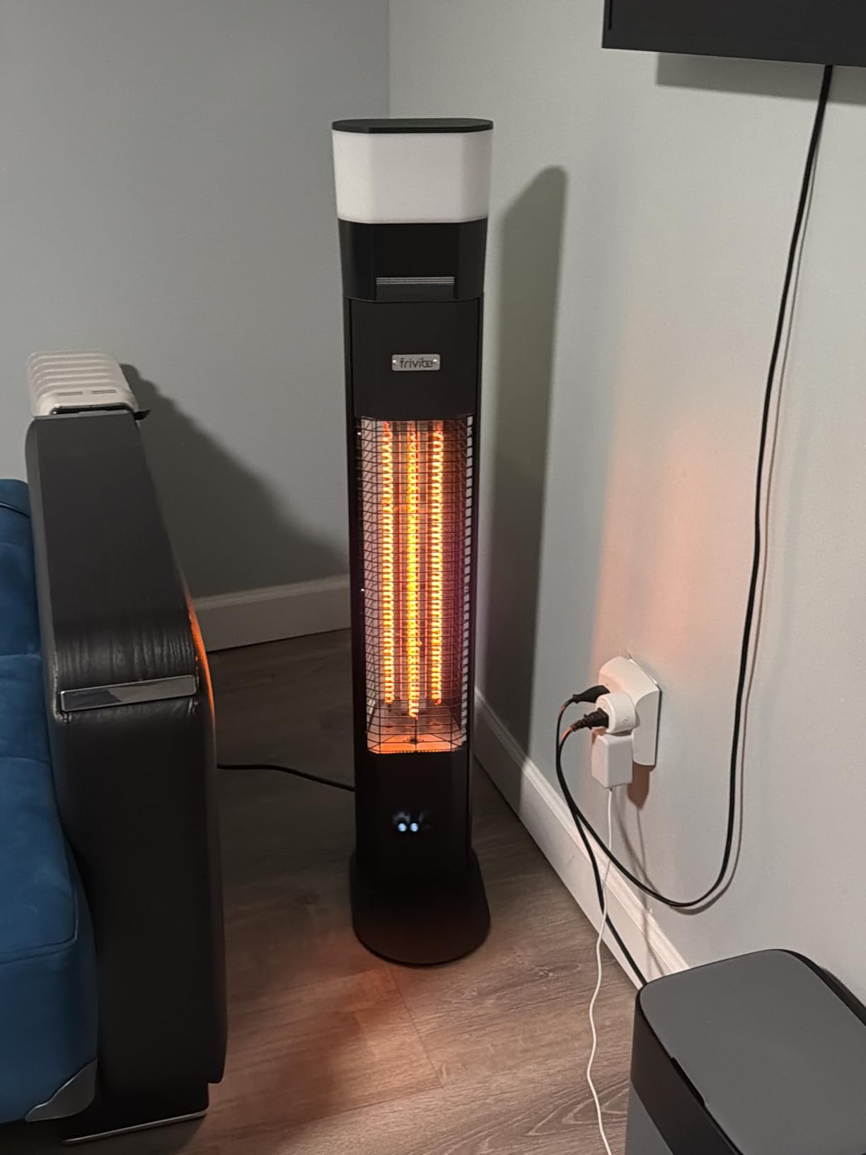 Outdoor Electric Patio Heater, 3-in-1 Heater with Audio Speaker & RGB Light, 1500W Infrared Tower Standing, 43-inch, IP65 Water & Snow Proof for Patio, Deck, Garage & Sunroom, Aluminum Unibody Design customer photo 1
