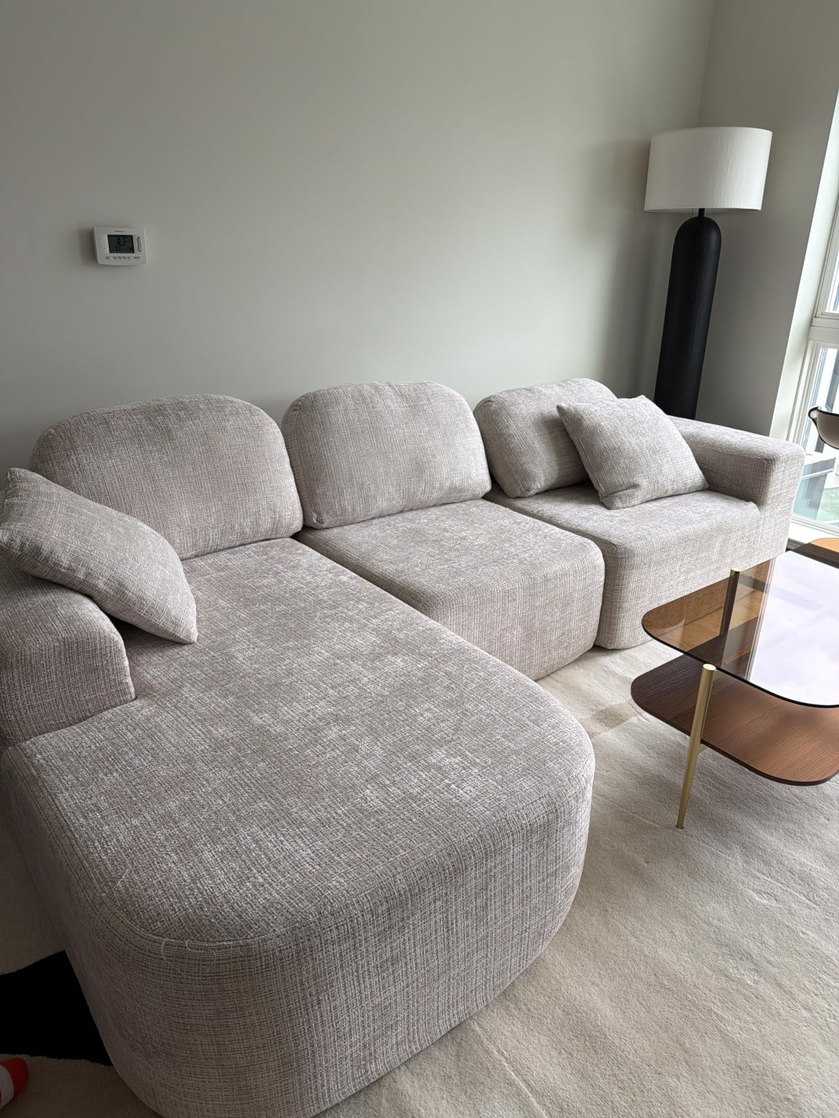 Dowinx 107'' Modular Sectional Sofa Couch with Chaise, No Assembly Required, Modern Bouclé-Inspired Upholstery, Convertible L-Shaped Design for Living Room - Charcoal Grey customer photo 1