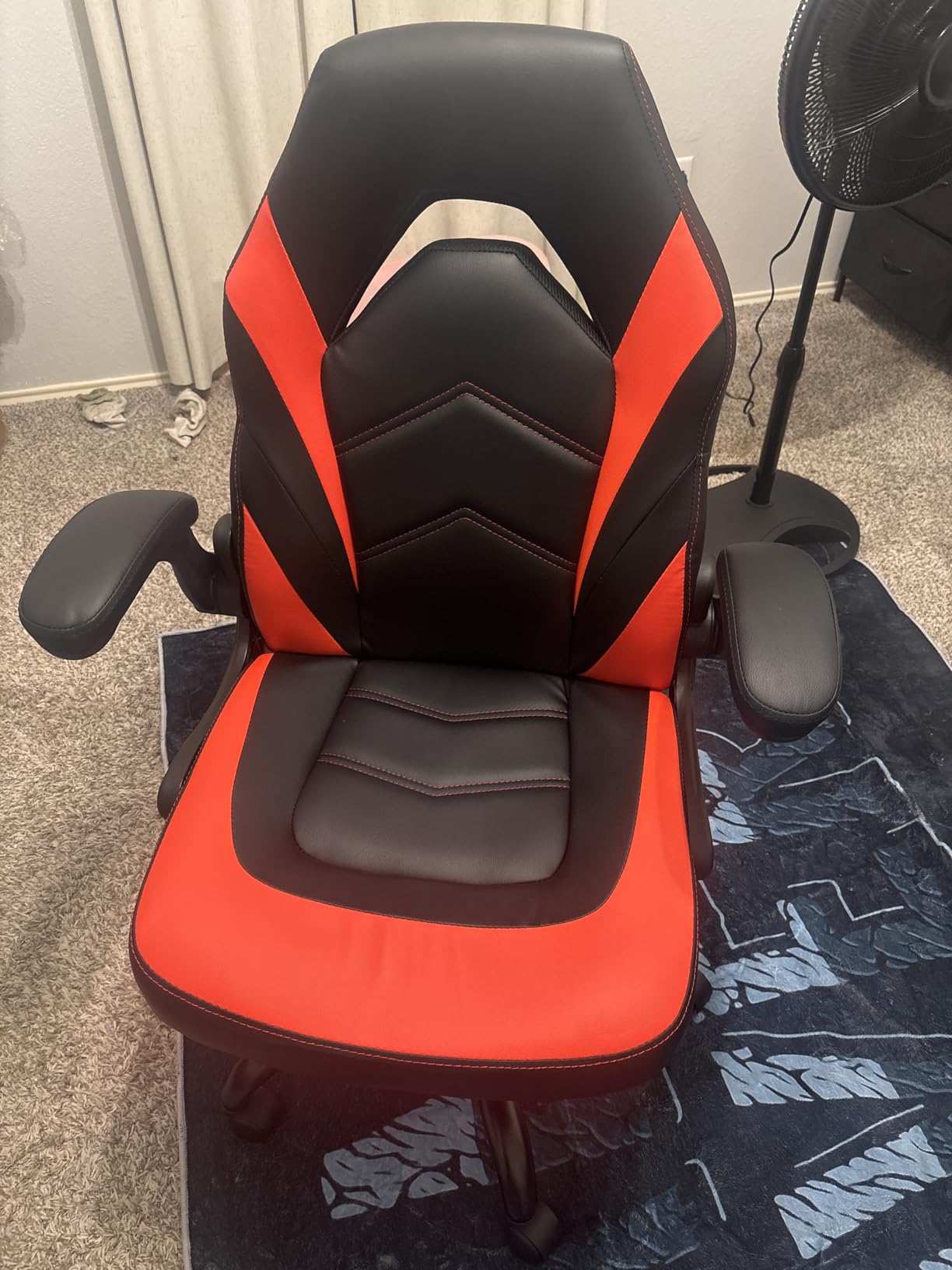 DUMOS Ergonomic Computer Gaming Chair with Flip-up Armrest, Height Adjustable PU Leather Home Office Desk Chair with Lumbar Support Swivel Wheels and for Adults and Kids, Scarlet Red customer photo 1